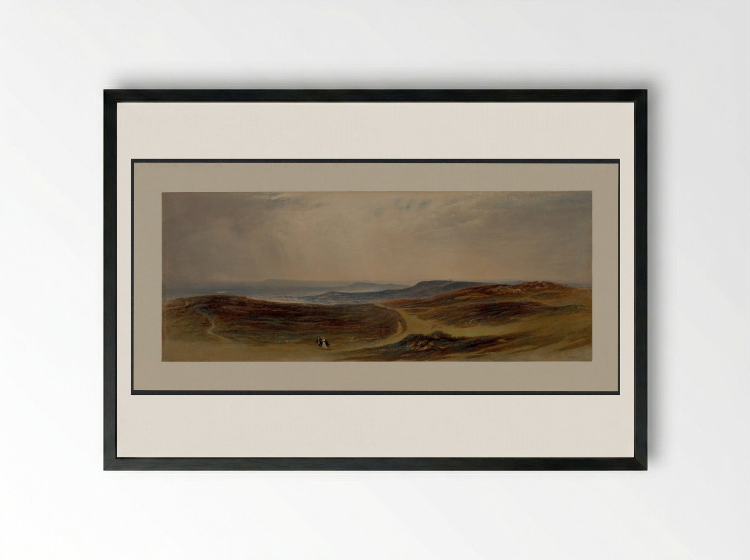 The Valley of the Tyne, My Native Country near Henshaw - John Martin - Framed Print Black