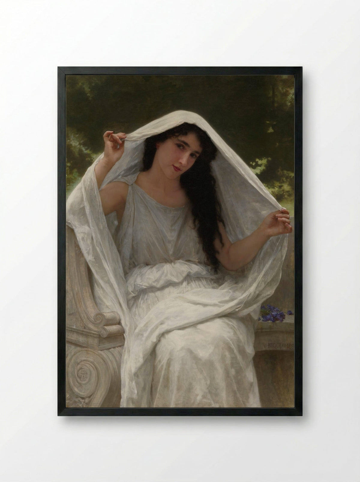 The Veil - William-Adolphe Bouguereau - Framed Print Black