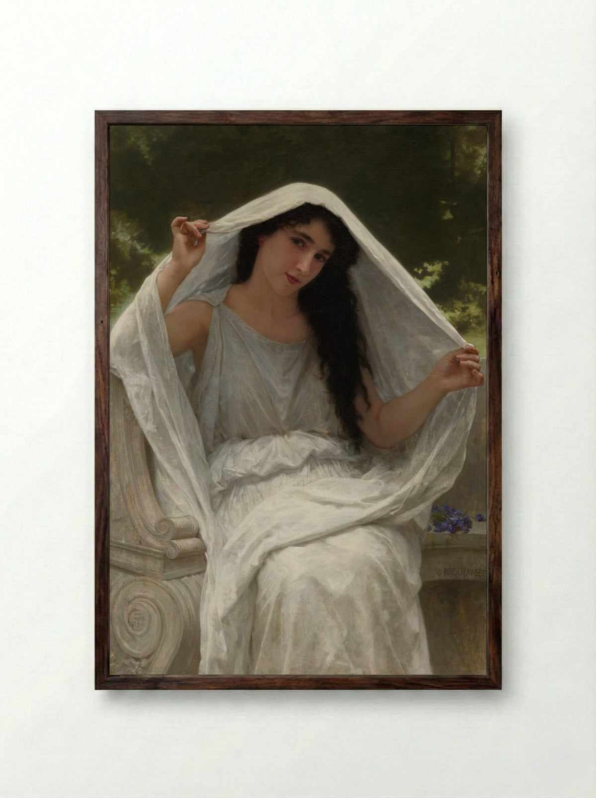 The Veil - William-Adolphe Bouguereau - Framed Print Dark Wood