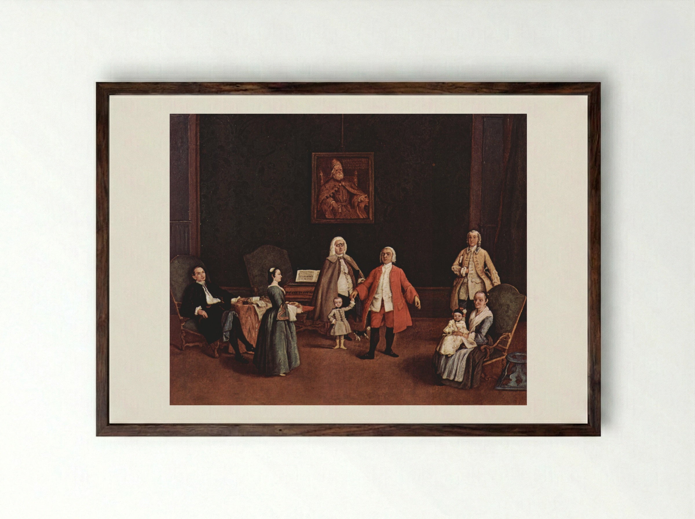 The Venetian Family - Pietro Longhi - Framed Print Dark Wood