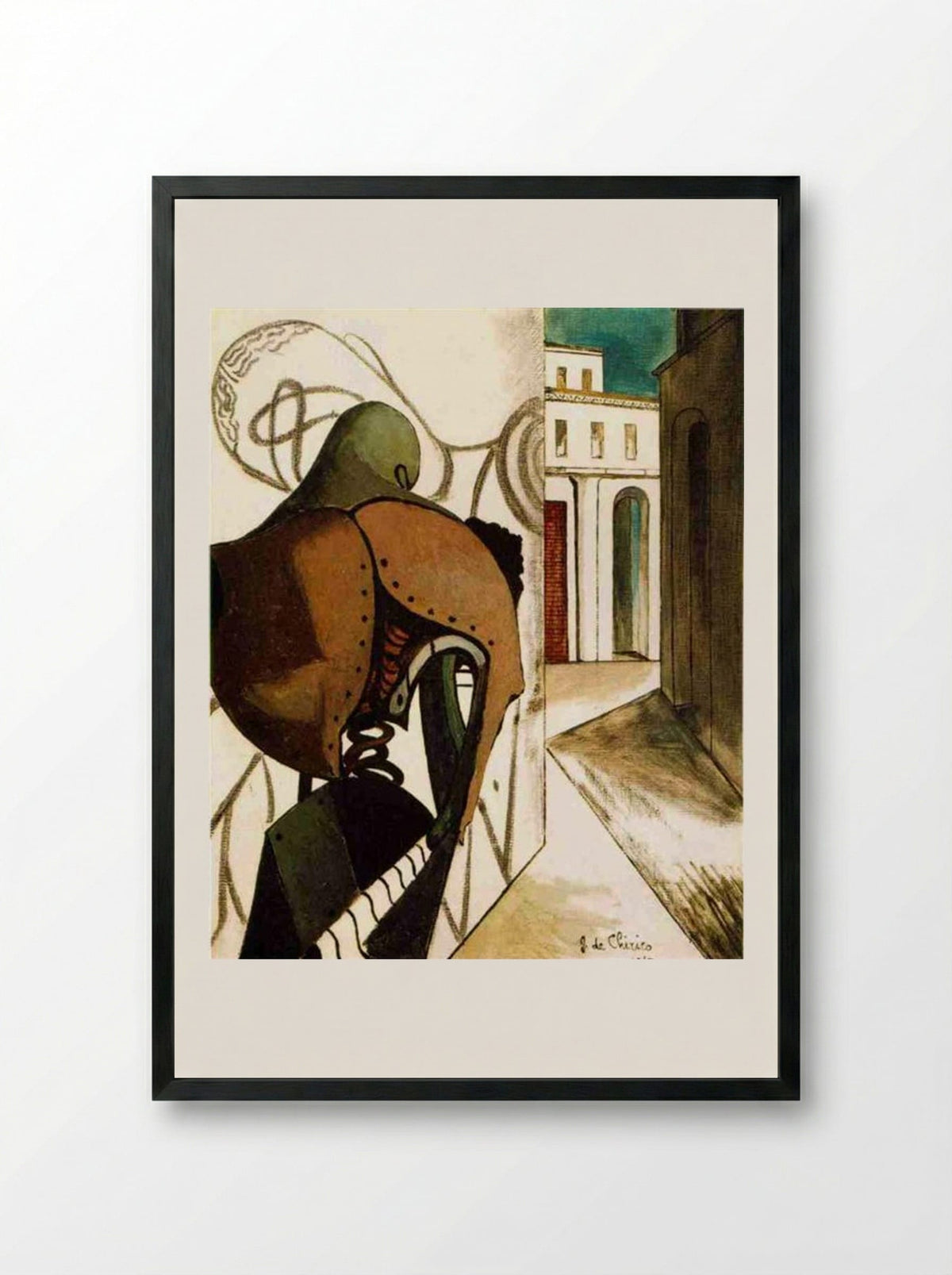 The Vexations of the Thinker - Giorgio de Chirico - Framed Print Black
