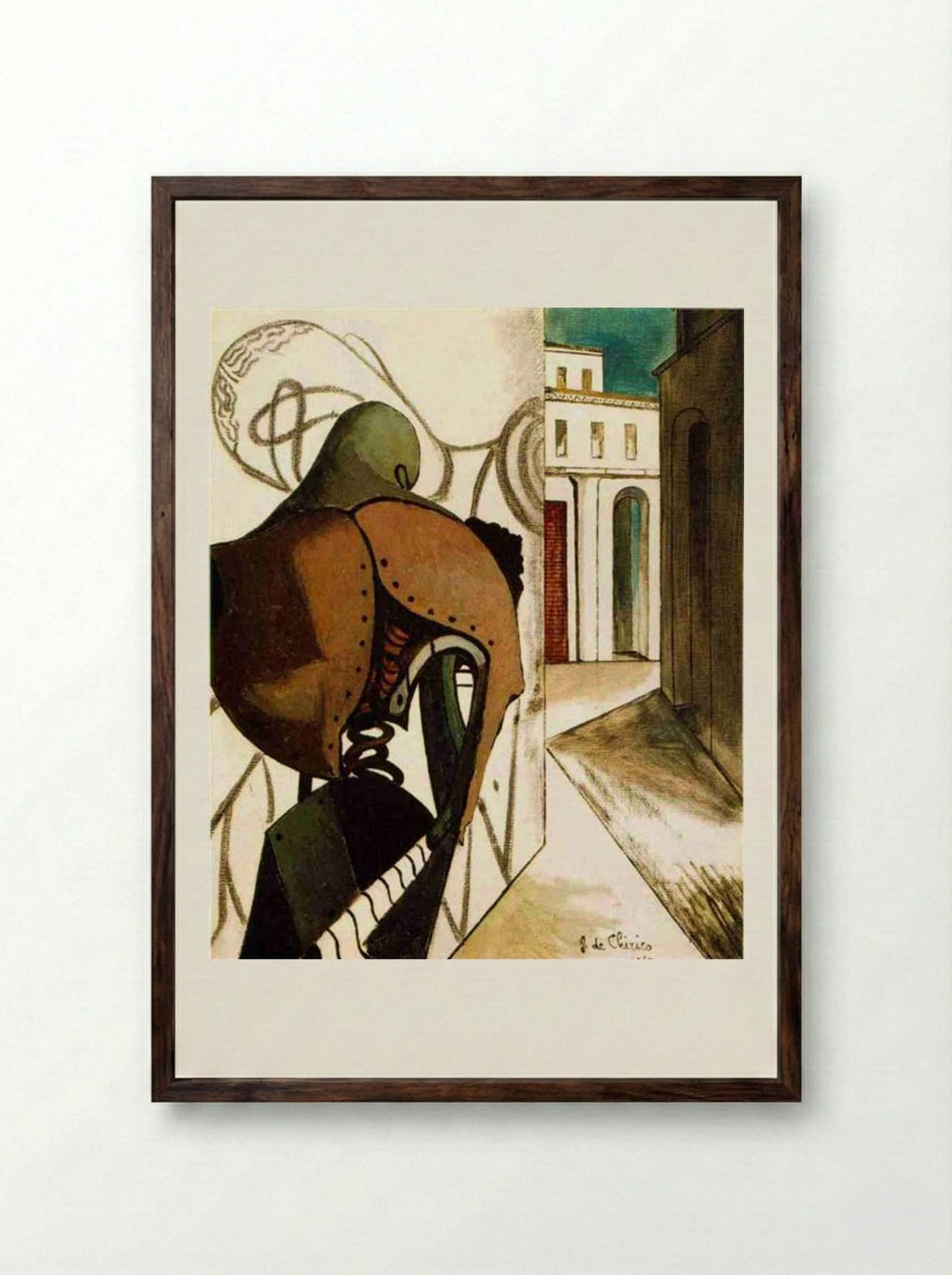 The Vexations of the Thinker - Giorgio de Chirico - Framed Print Dark Wood