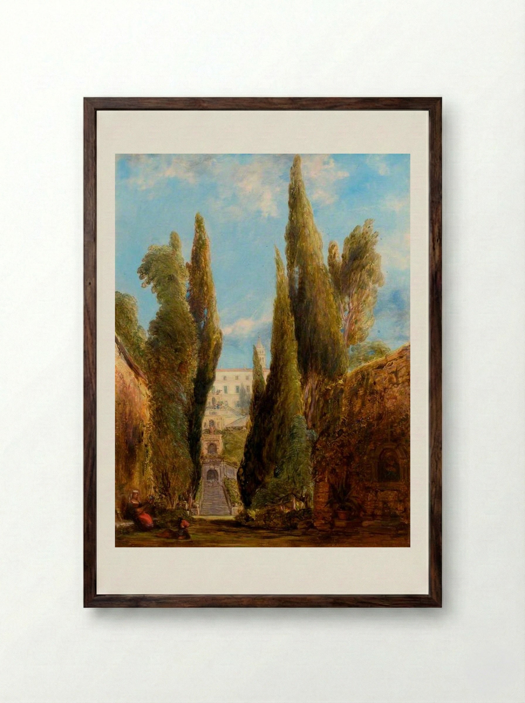 The Villa d'Este, Tivoli - William Collins - Framed Print Dark Wood