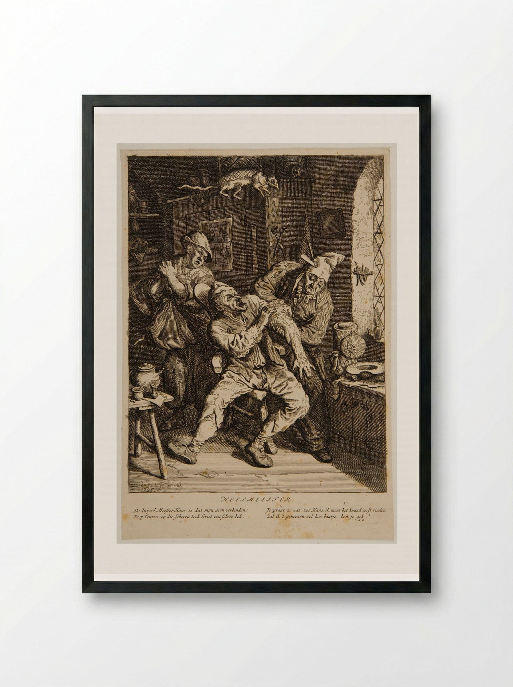 The Village Surgeon - Cornelis Dusart - Framed Print Black