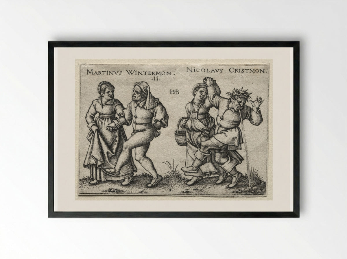 The Village Wedding: Martinus Wintermon and Nicolaus Cristmon - Hans Sebald Beham - Framed Print Black
