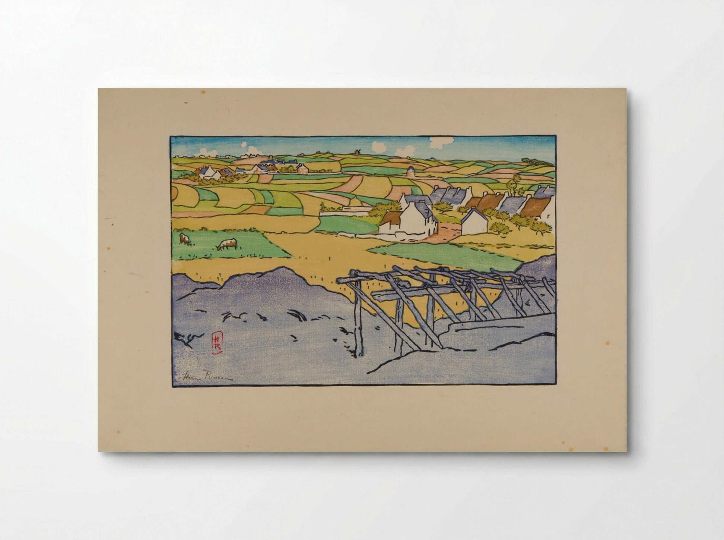 The Village with the Chapel Seen from Tertres (St. Briac) - Henri Rivière - Poster