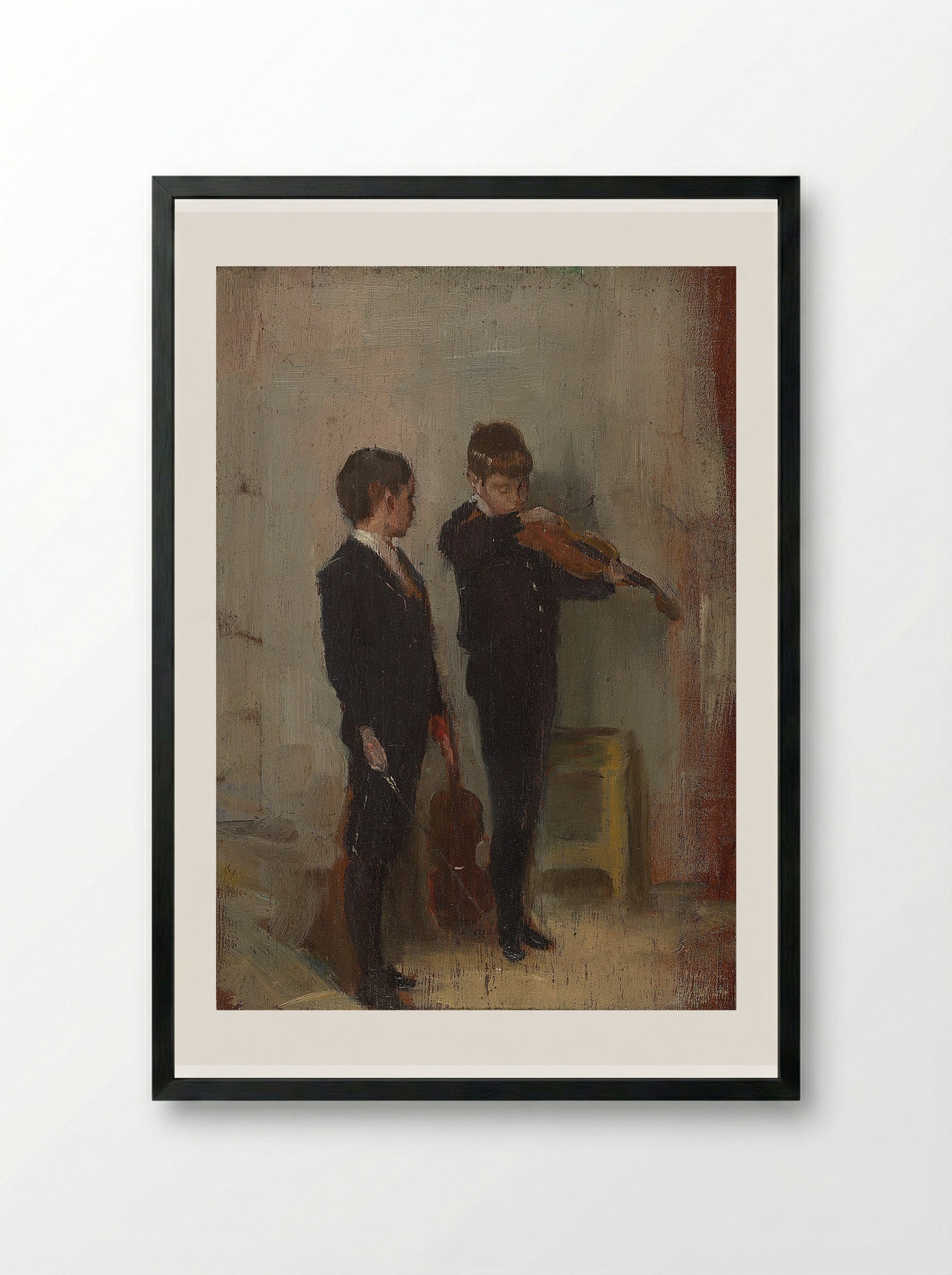 The Violin Lesson - Tom Roberts - Framed Print Black