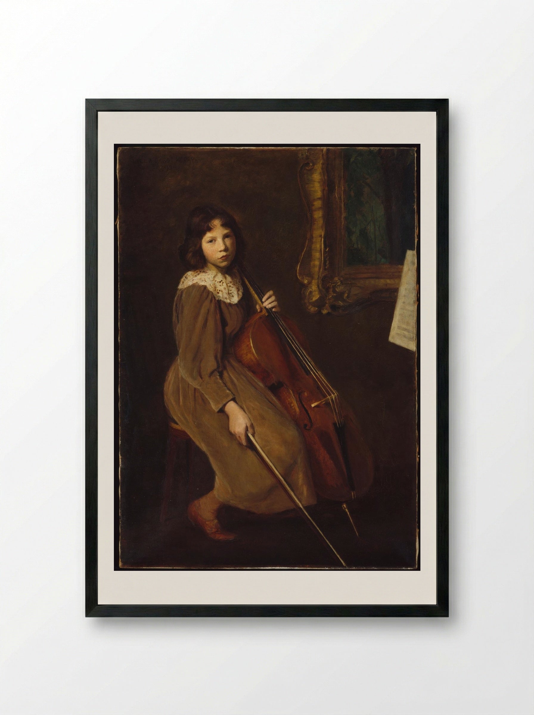 The Violoncellist - Lilla Cabot Perry - Framed Print Black