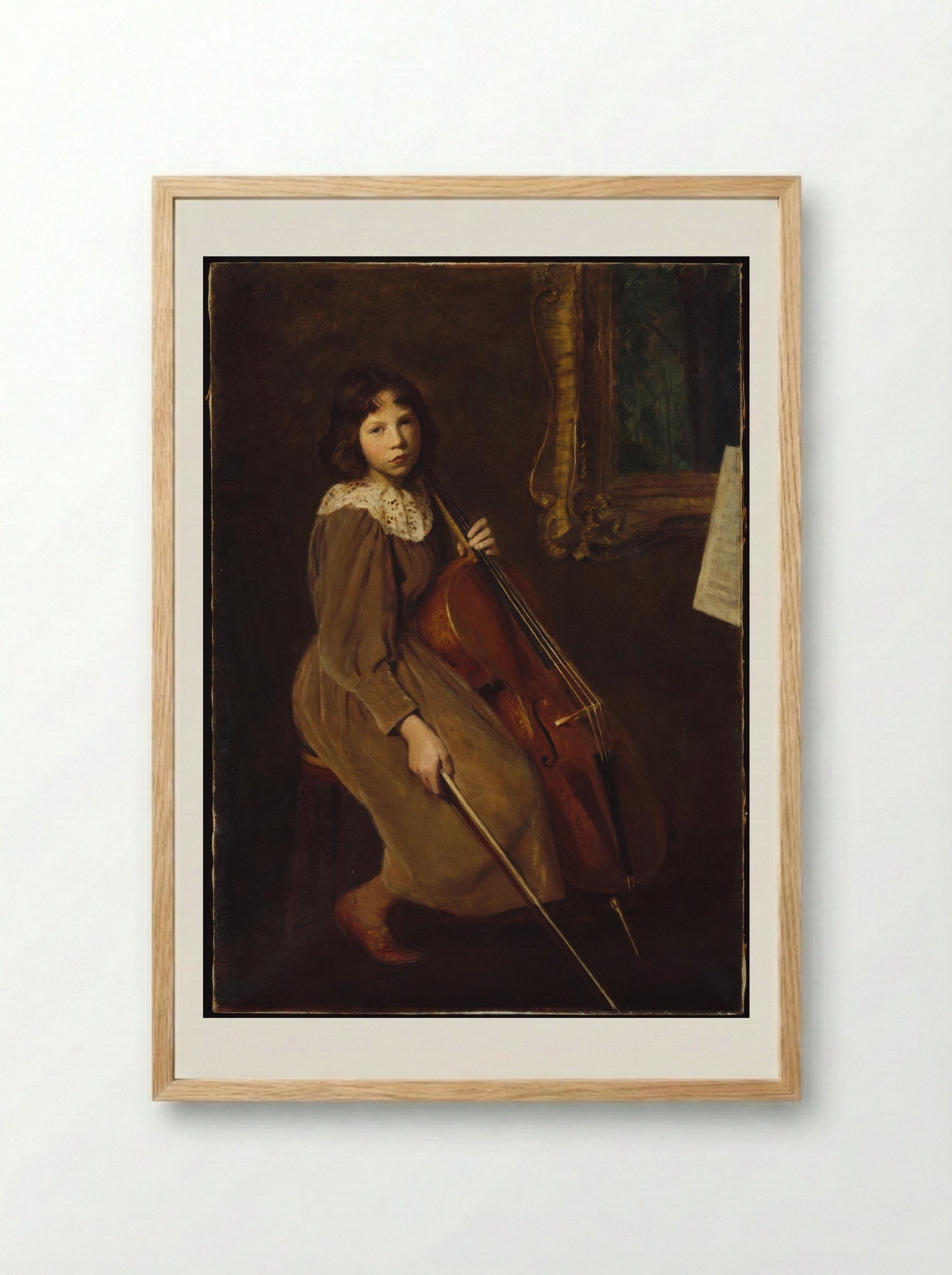 The Violoncellist - Lilla Cabot Perry - Framed Print Wood