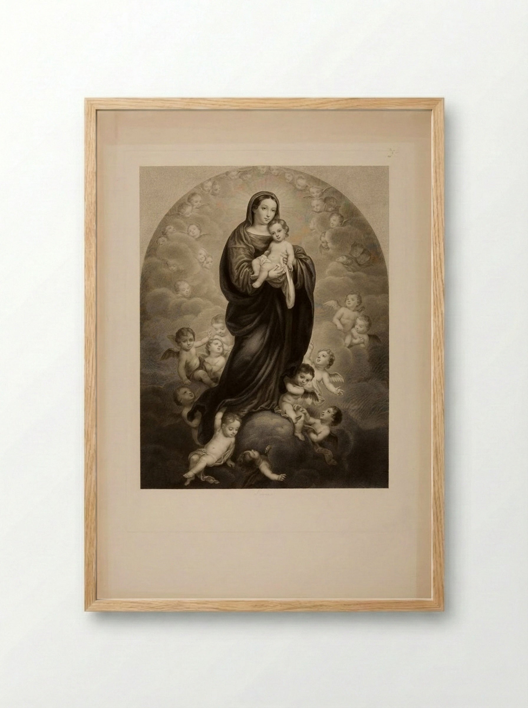 The Virgin Among the Angels - Jean Marie Leroux - Framed Print Wood