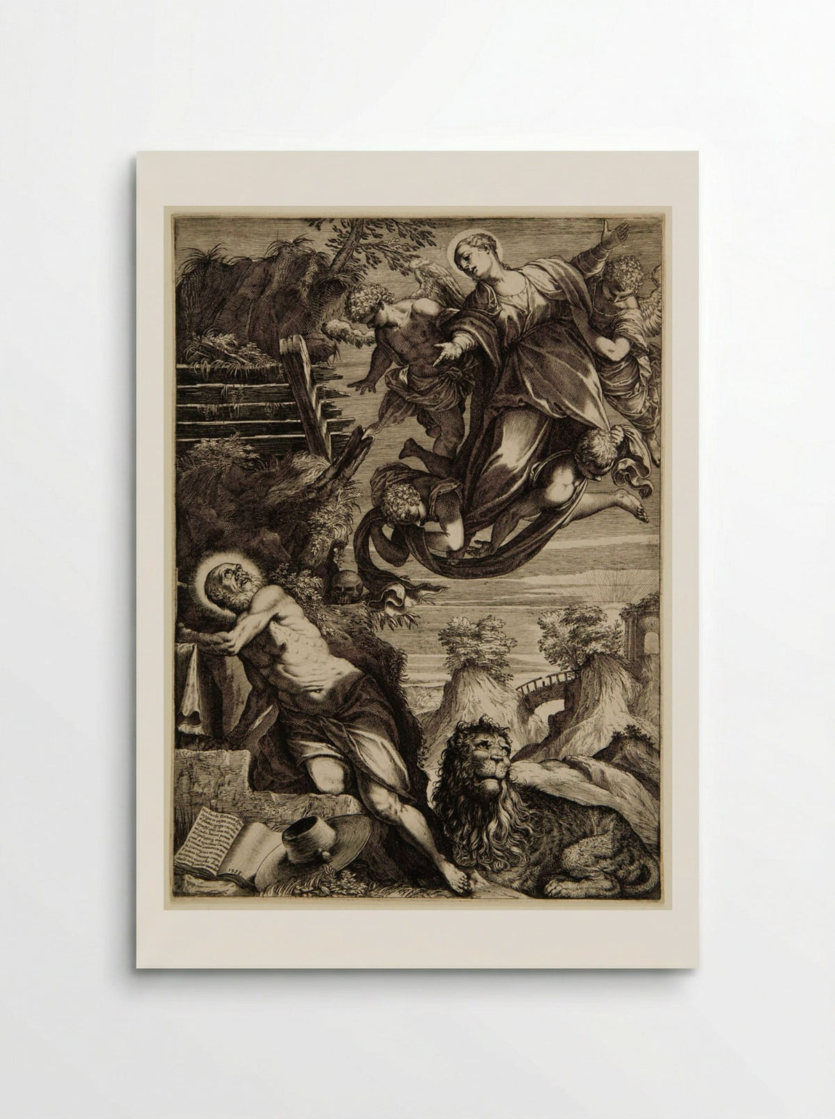 The Virgin Appearing to Saint Jerome - Agostino Carracci - Poster