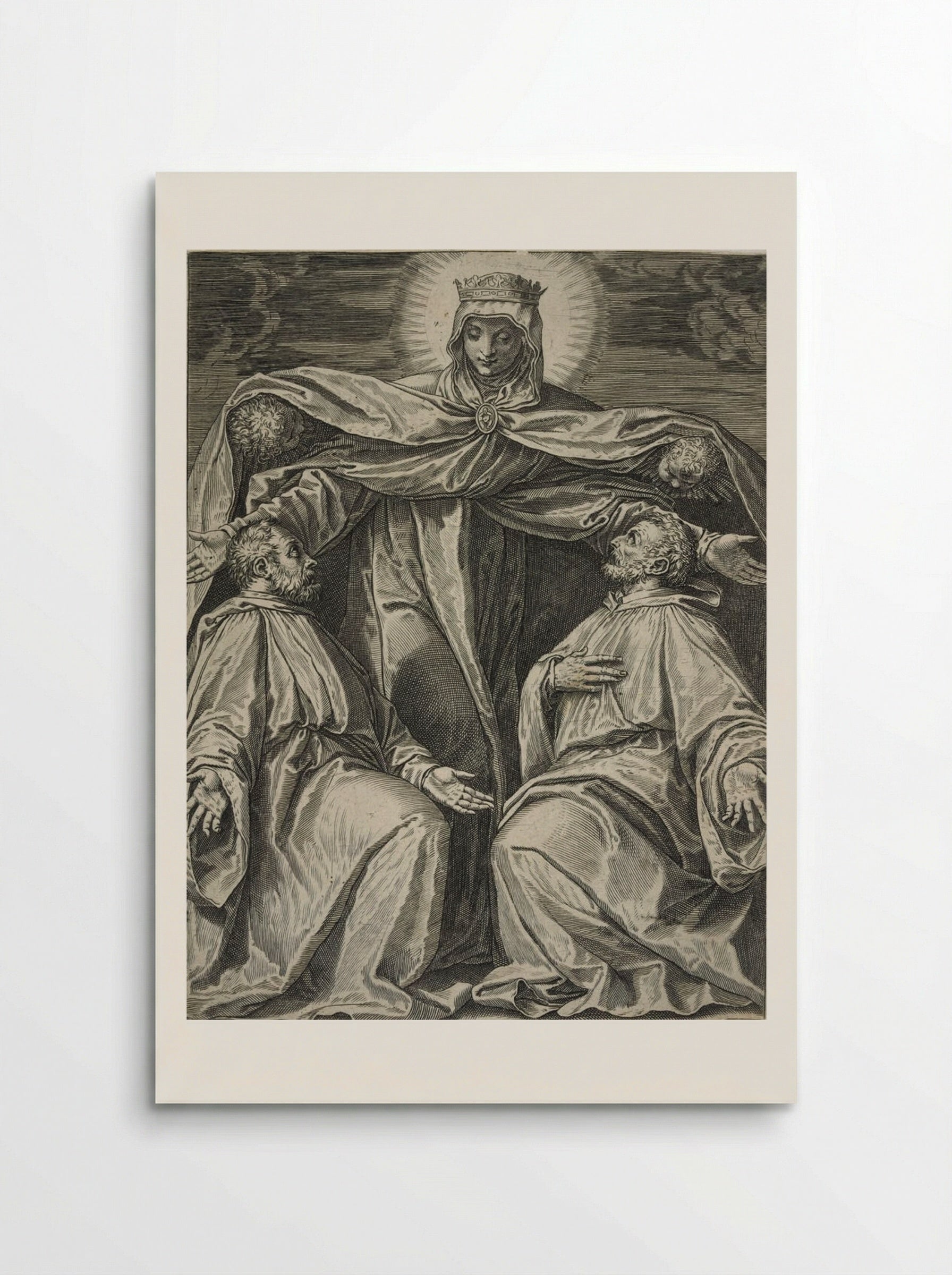 The Virgin Protecting Two Members of a Confraternity - Agostino Carracci - Poster