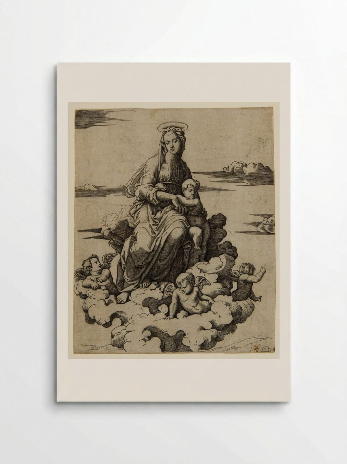 The Virgin Seated on the Clouds - Marcantonio Raimondi - Poster
