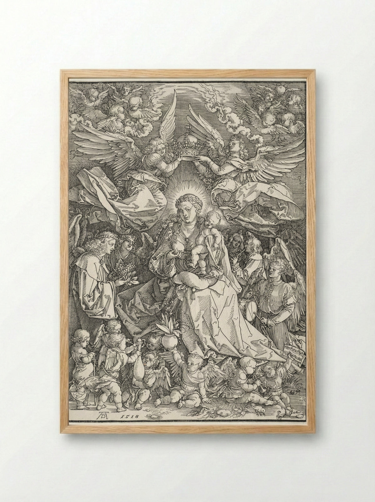 The Virgin Surrounded by Many Angels - Albrecht Dürer - Framed Print Wood