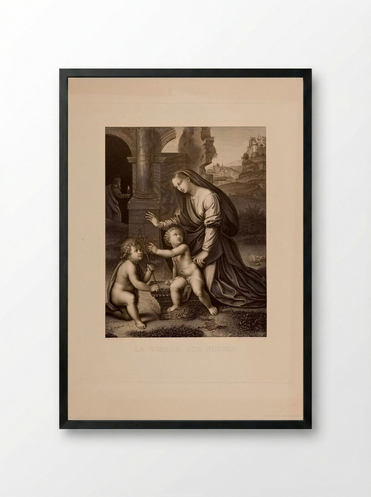 The Virgin among the Ruins - Charles Simon Pradier - Framed Print Black