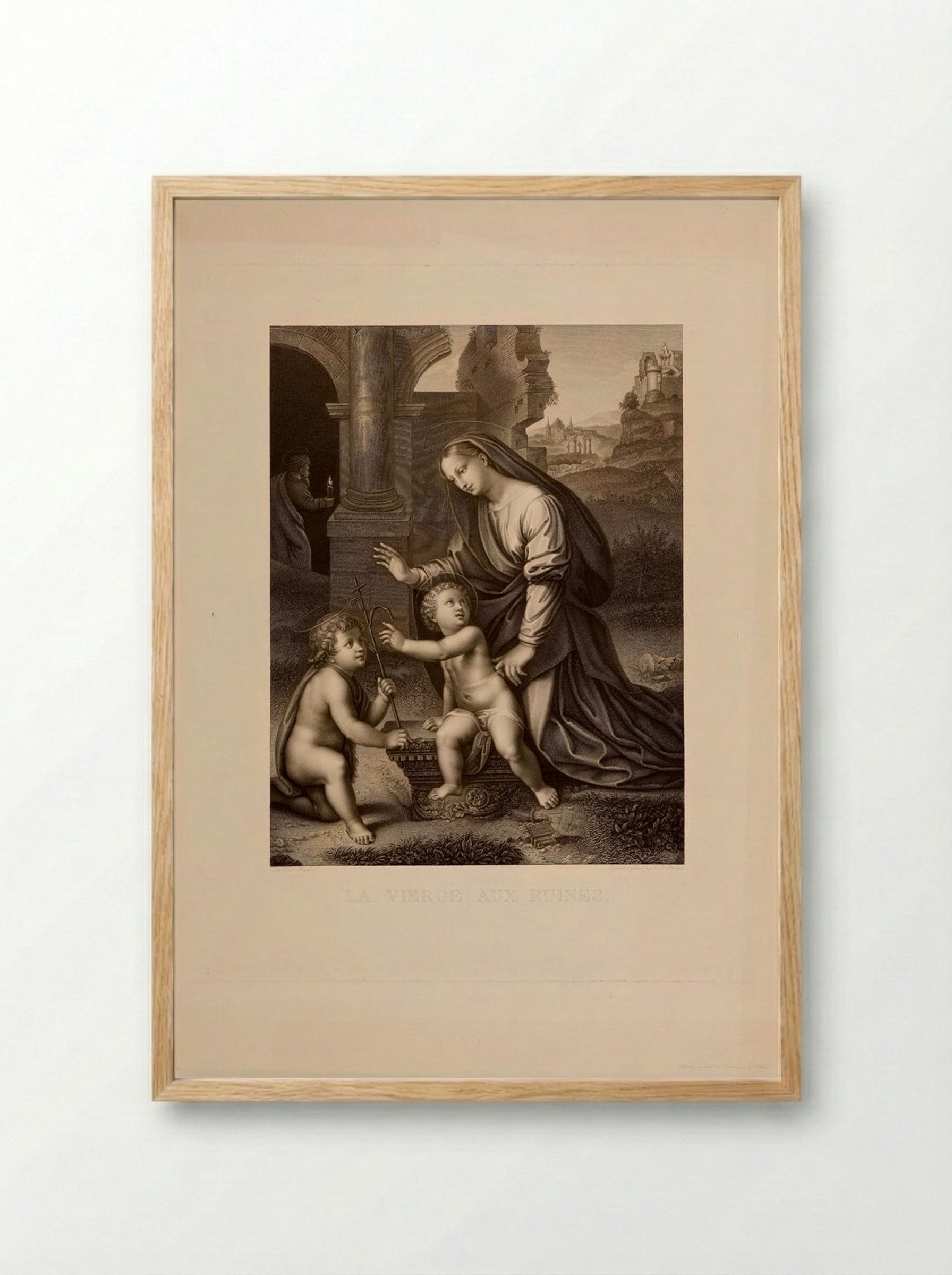 The Virgin among the Ruins - Charles Simon Pradier - Framed Print Wood