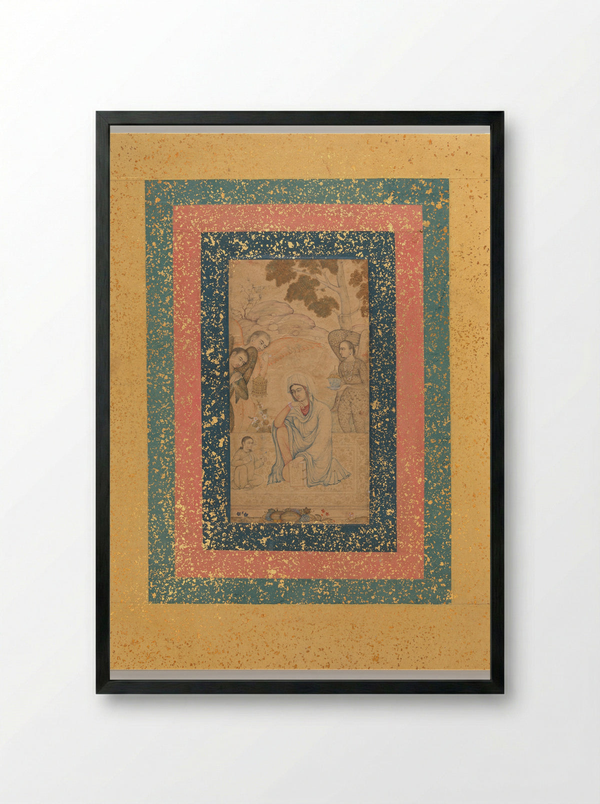 The Virgin and Child Attended by Angels - Manohar - Framed Print Black