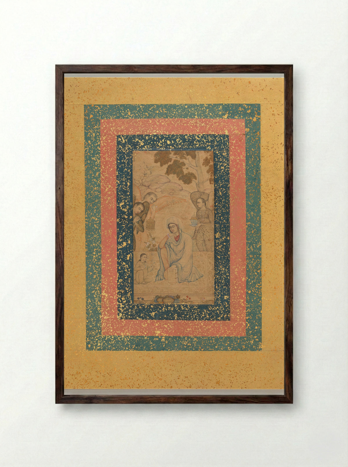 The Virgin and Child Attended by Angels - Manohar - Framed Print Dark Wood