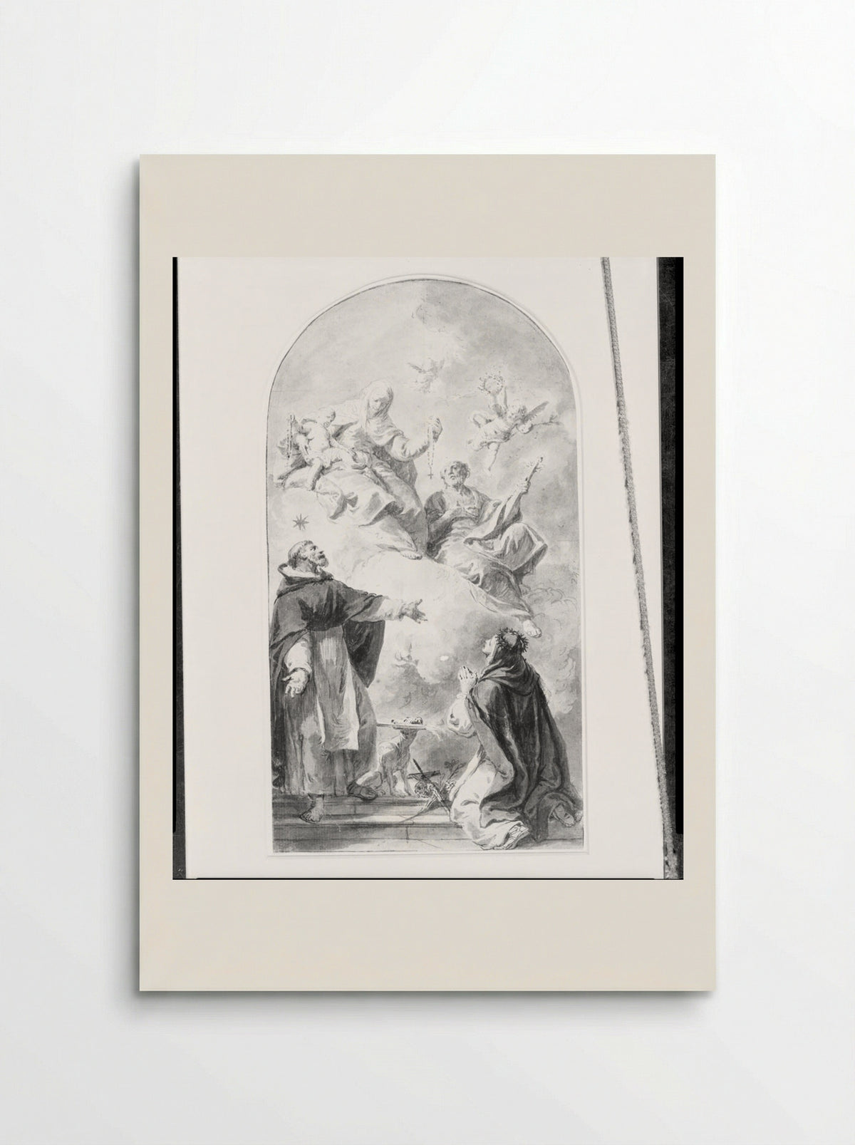 The Virgin and Child Presenting the Rosary to Saint Dominic and Saint Catherine of Siena - Francesco Fontebasso - Poster