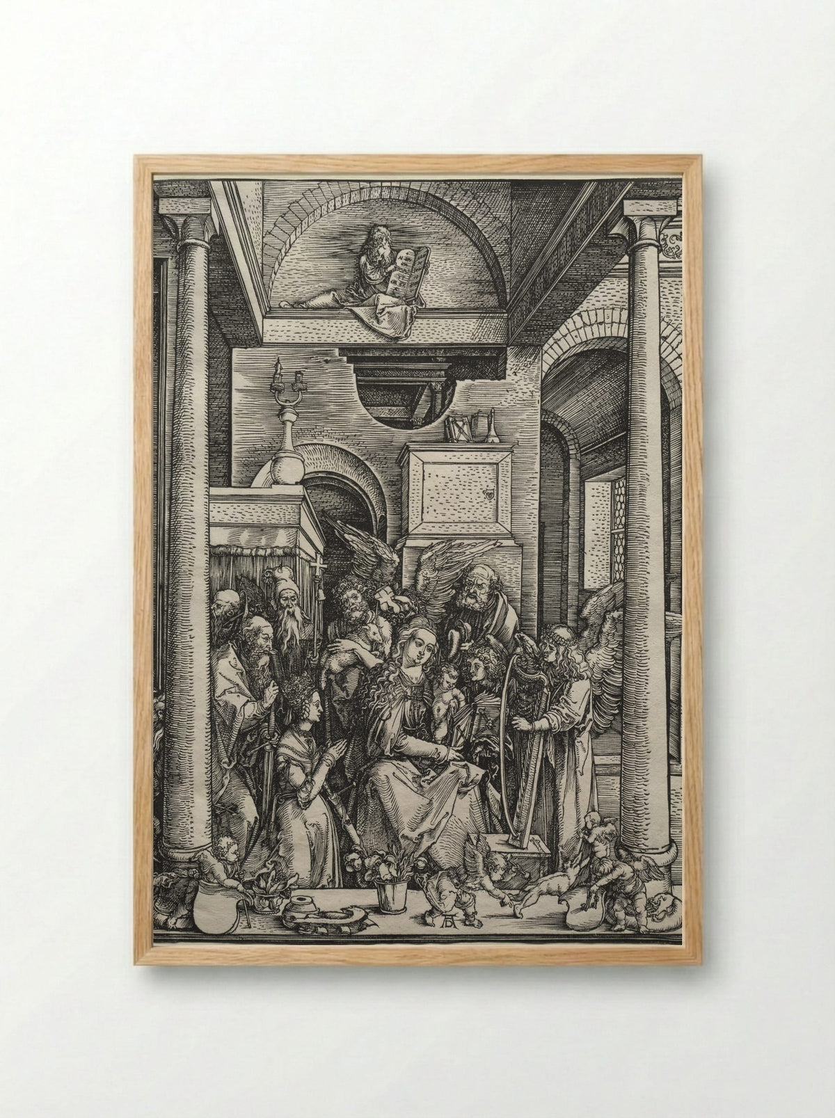 The Virgin and Child Surrounded by Saints and Angels - Albrecht Dürer - Framed Print Wood
