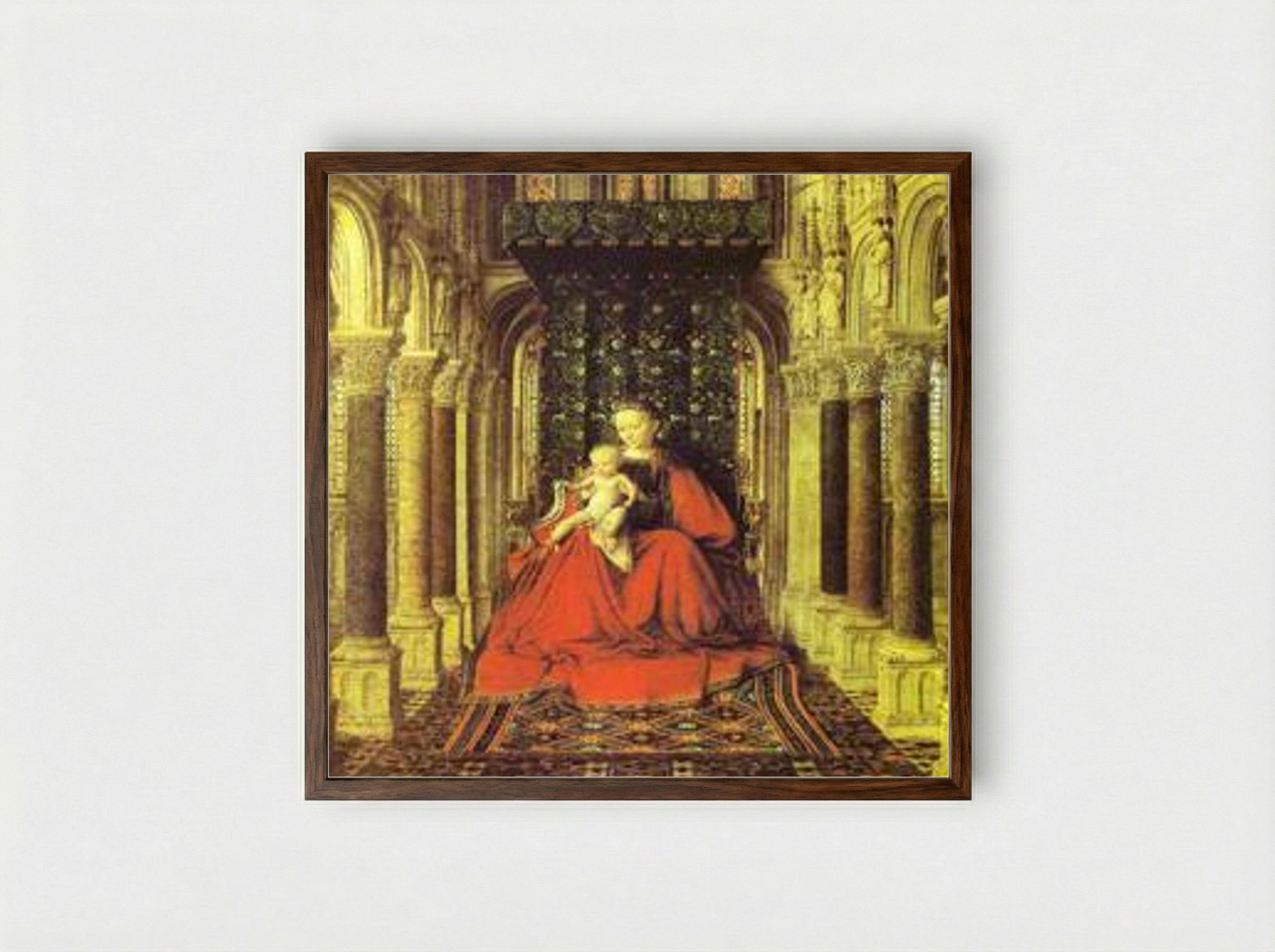 The Virgin and Child in a Church - Jan van Eyck - Framed Print Dark Wood