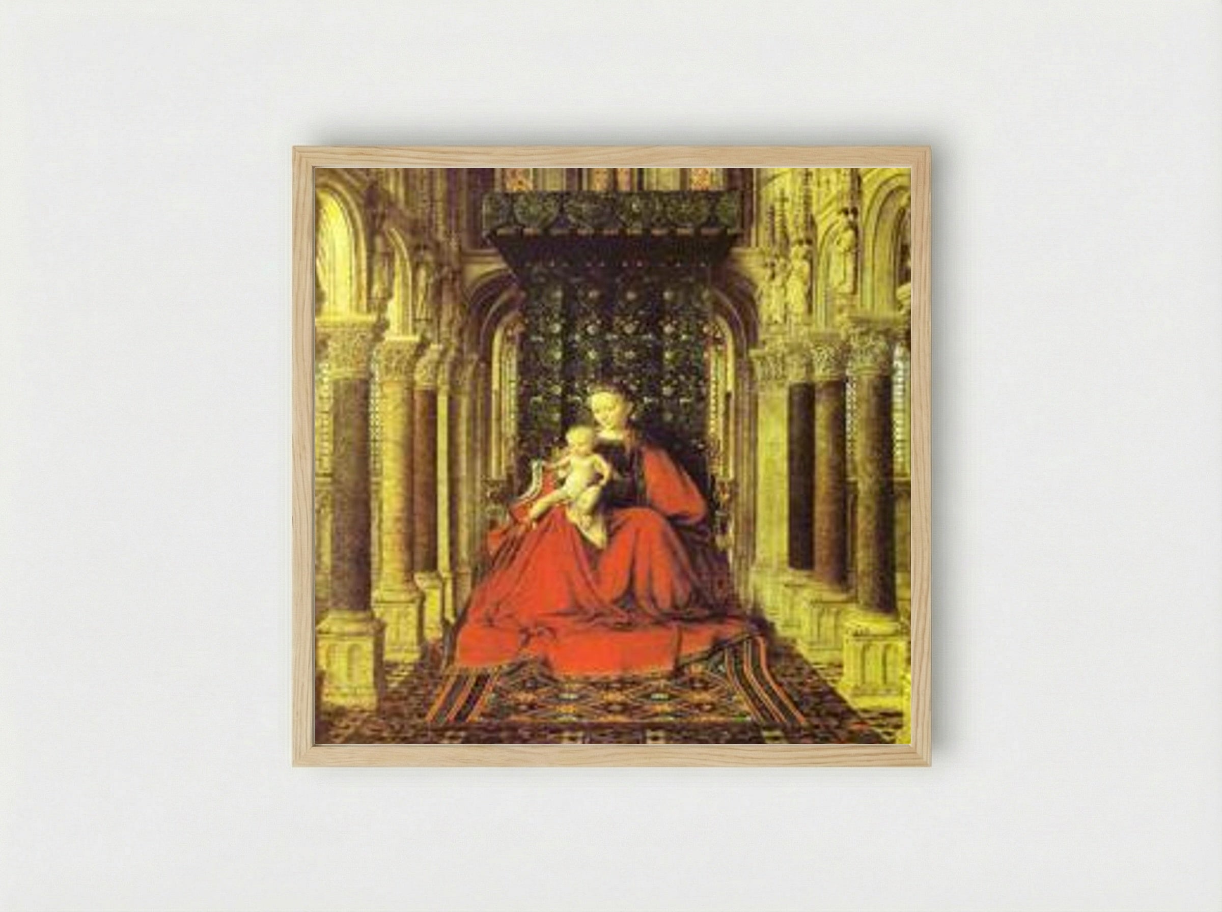 The Virgin and Child in a Church - Jan van Eyck - Framed Print Wood