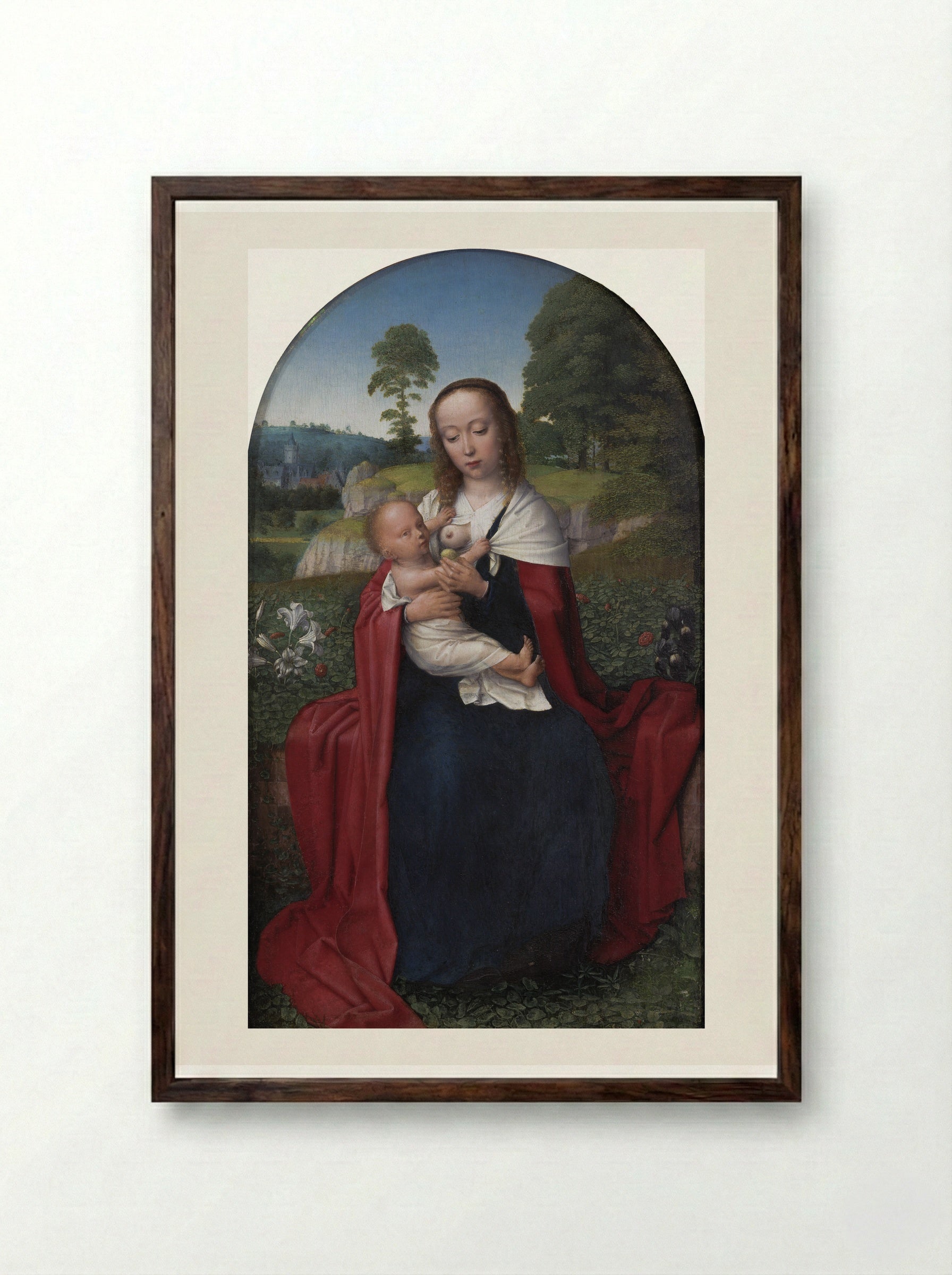 The Virgin and Child in a Landscape - Gerard David - Framed Print Dark Wood