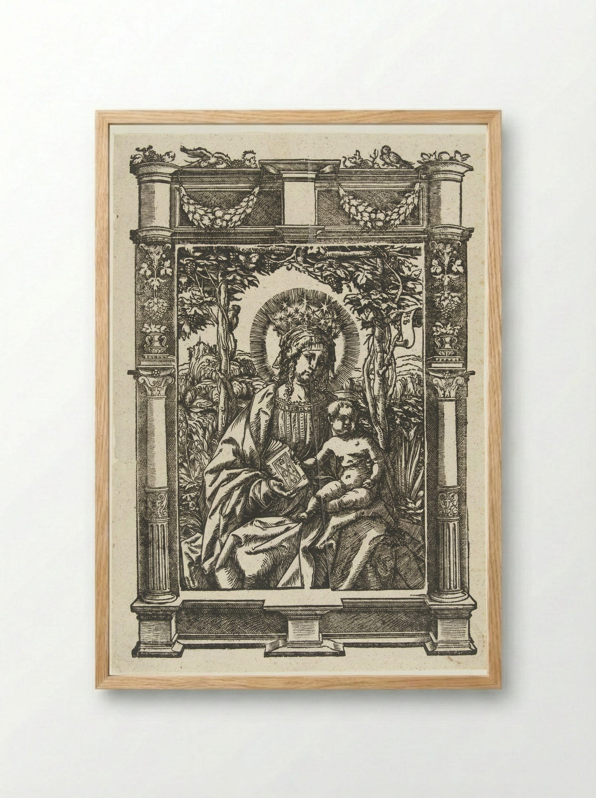 The Virgin and Child in an Architectural Frame - Hans Weiditz - Framed Print Wood