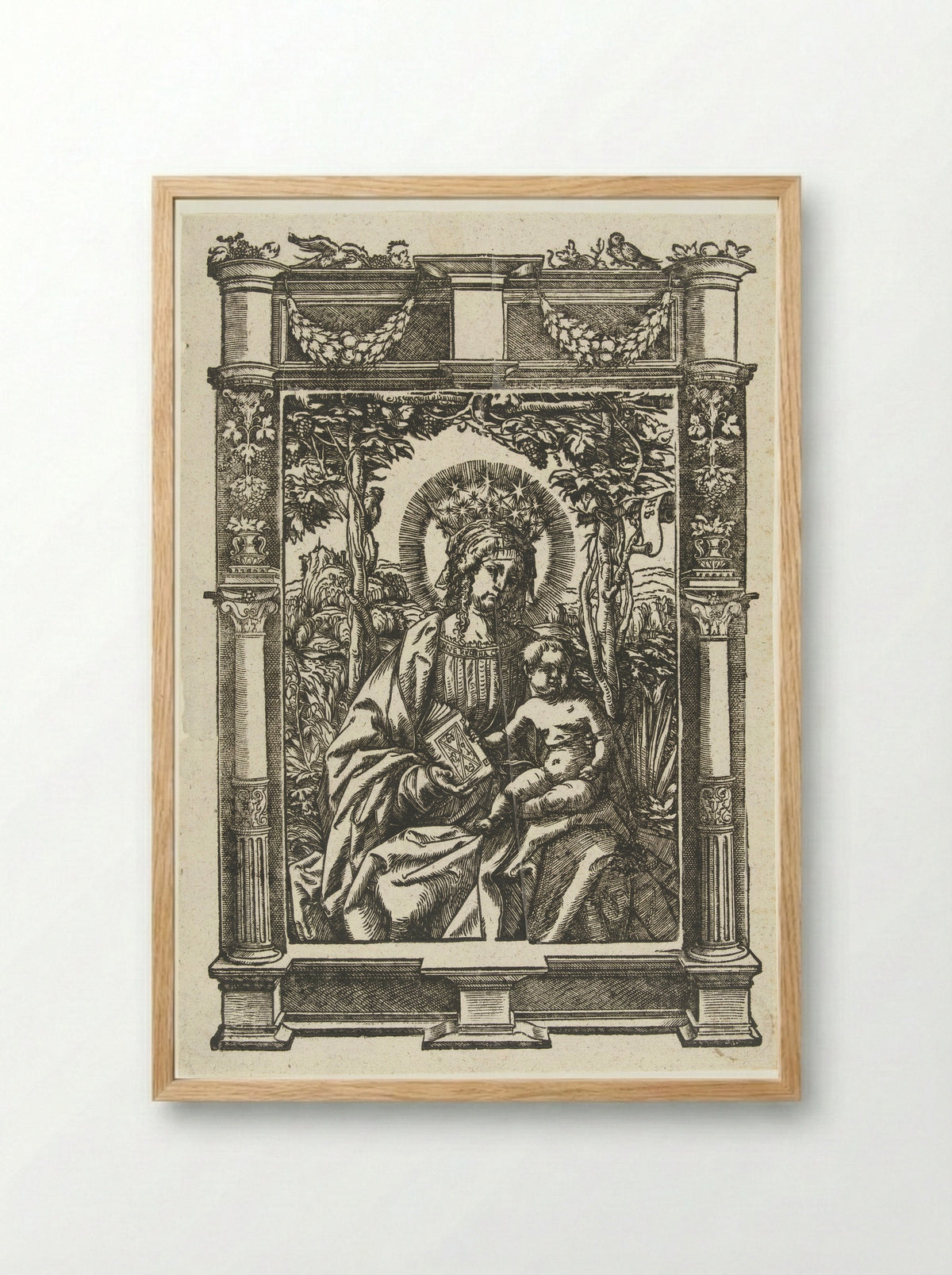 The Virgin and Child in an Architectural Frame - Hans Weiditz - Framed Print Wood