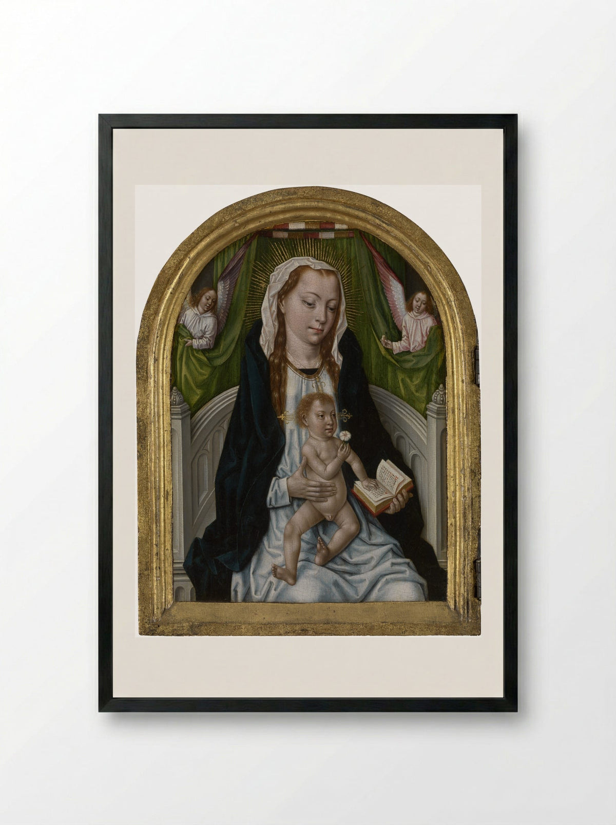 The Virgin and Child with Angels - Master of the Saint Ursula Legend - Framed Print Black