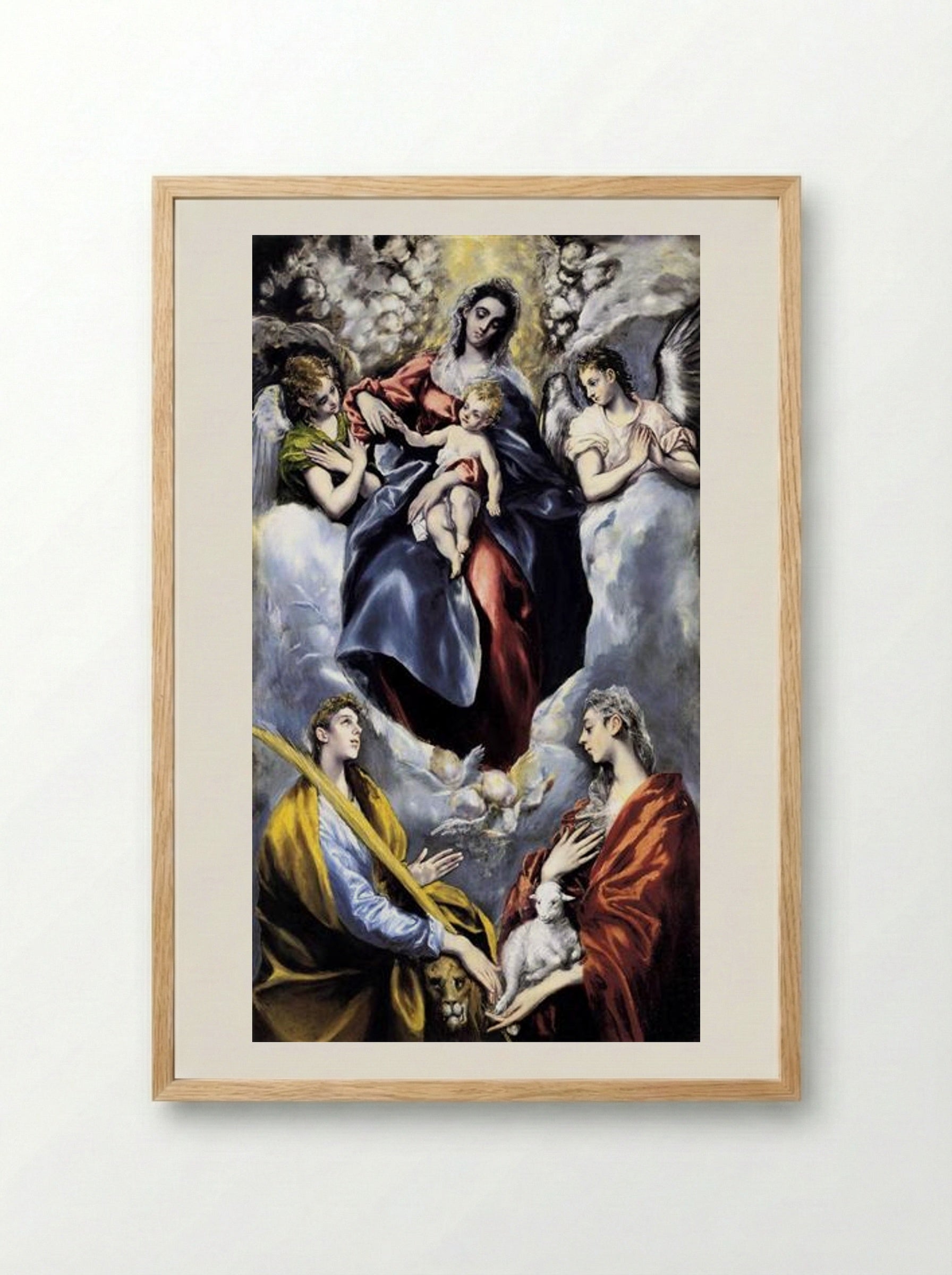 The Virgin and Child with Saint Martina and Saint Agnes - El Greco - Framed Print Wood