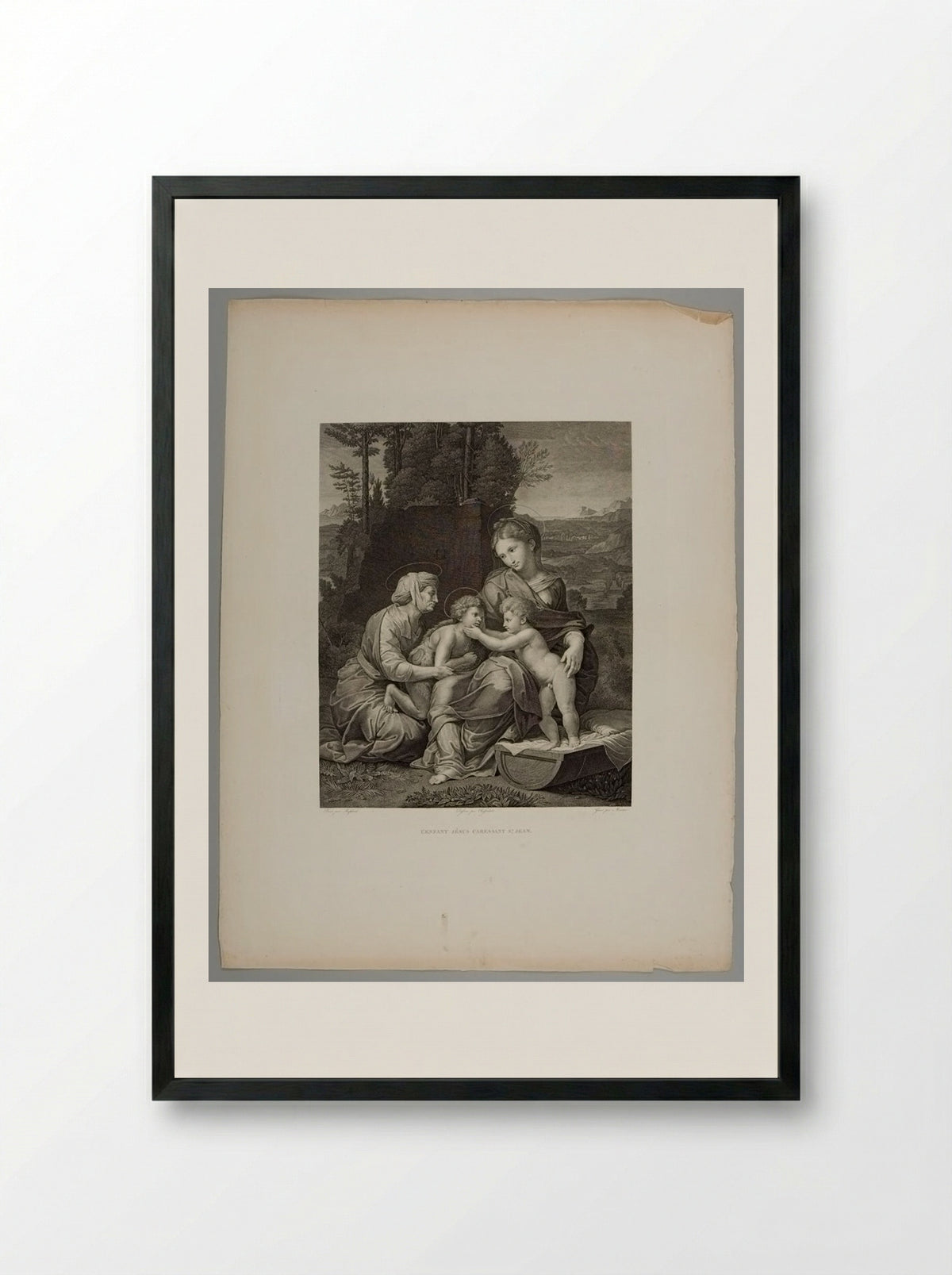 The Virgin and Child with Saints Anne and John the Baptist - Ernst Morace - Framed Print Black