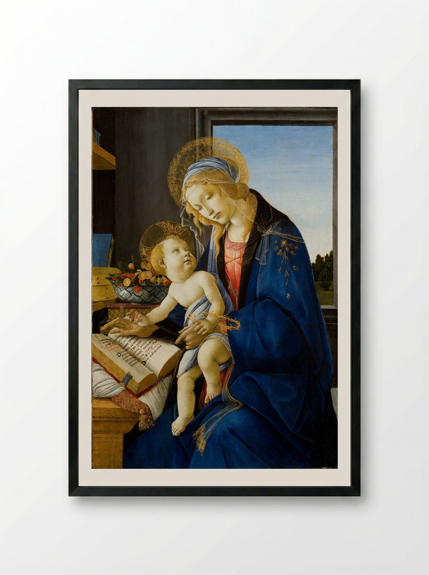 The Virgin and Child with a Book - Sandro Botticelli - Framed Print Black