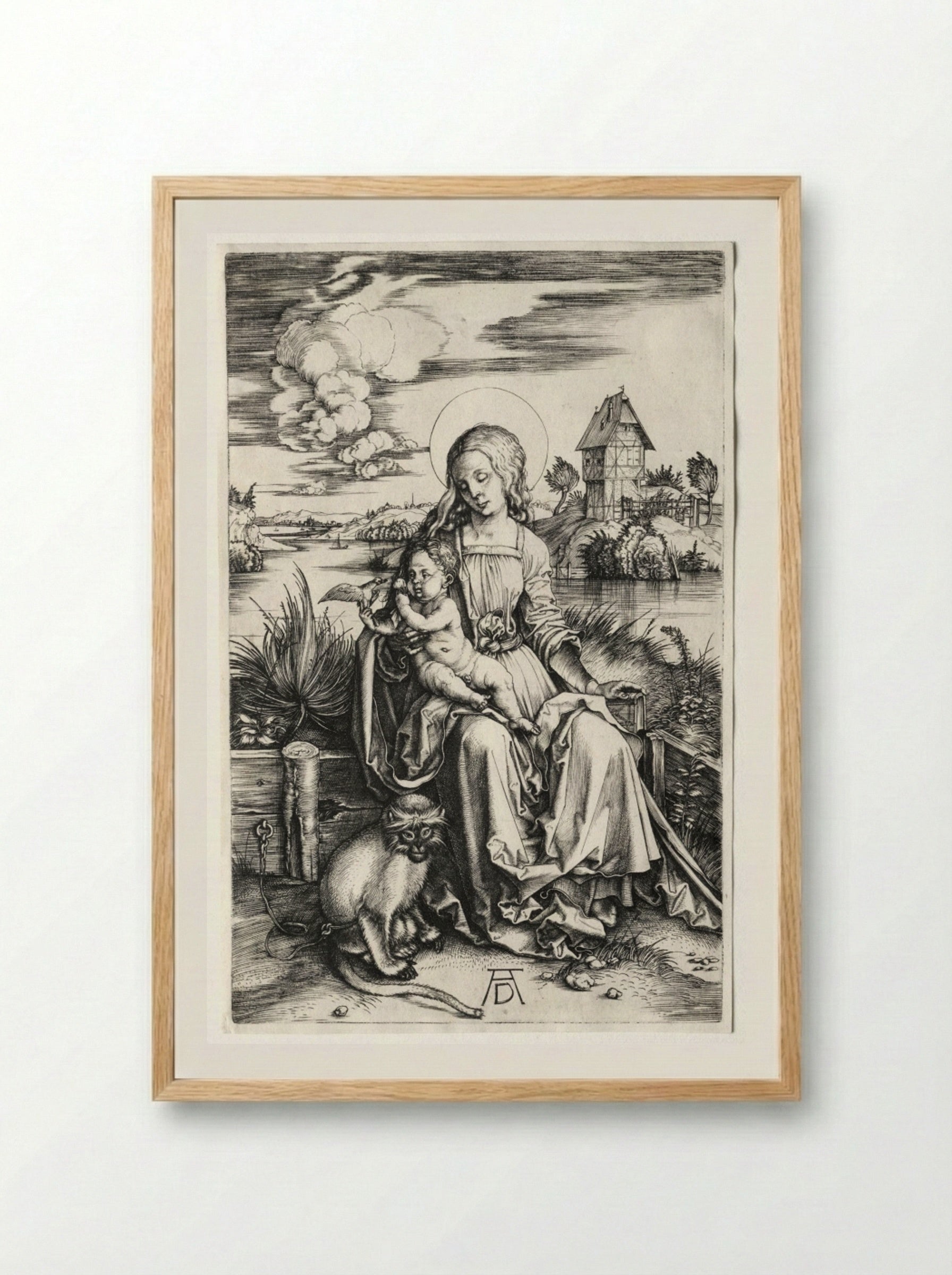 The Virgin and Child with a Monkey - Albrecht Dürer - Framed Print Wood