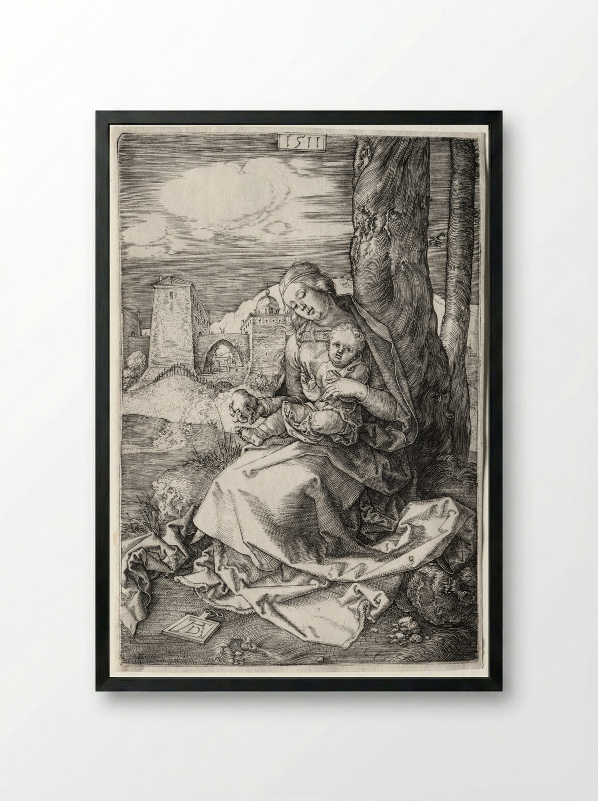 The Virgin and Child with the Pear - Albrecht Dürer - Framed Print Black