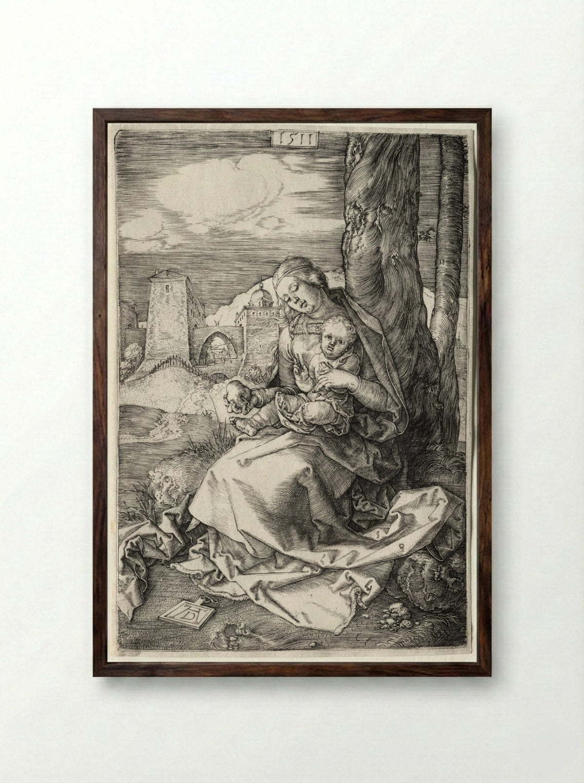 The Virgin and Child with the Pear - Albrecht Dürer - Framed Print Dark Wood
