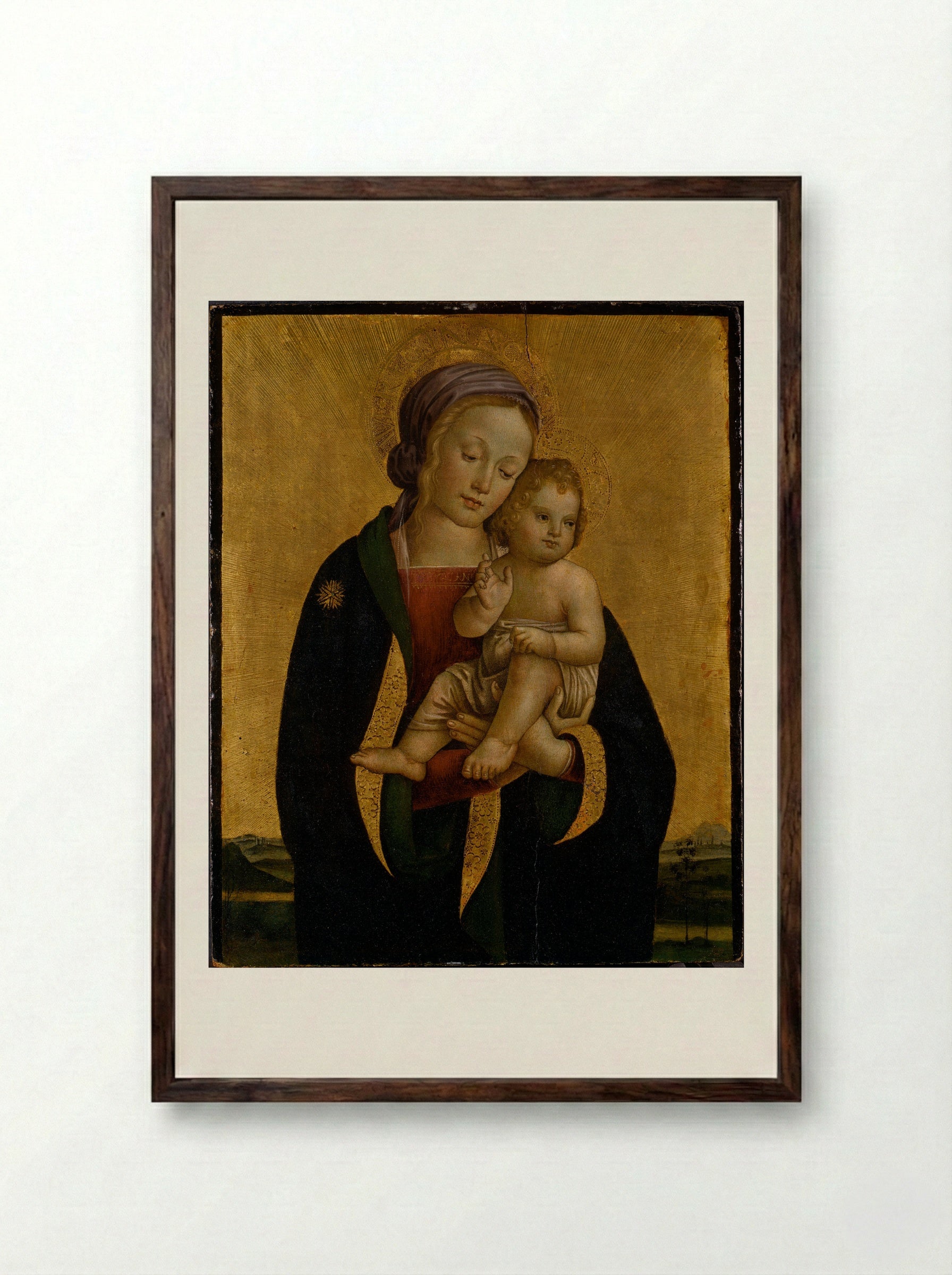 The Virgin and Child - Antonio del Massaro da Viterbo - Framed Print Dark Wood