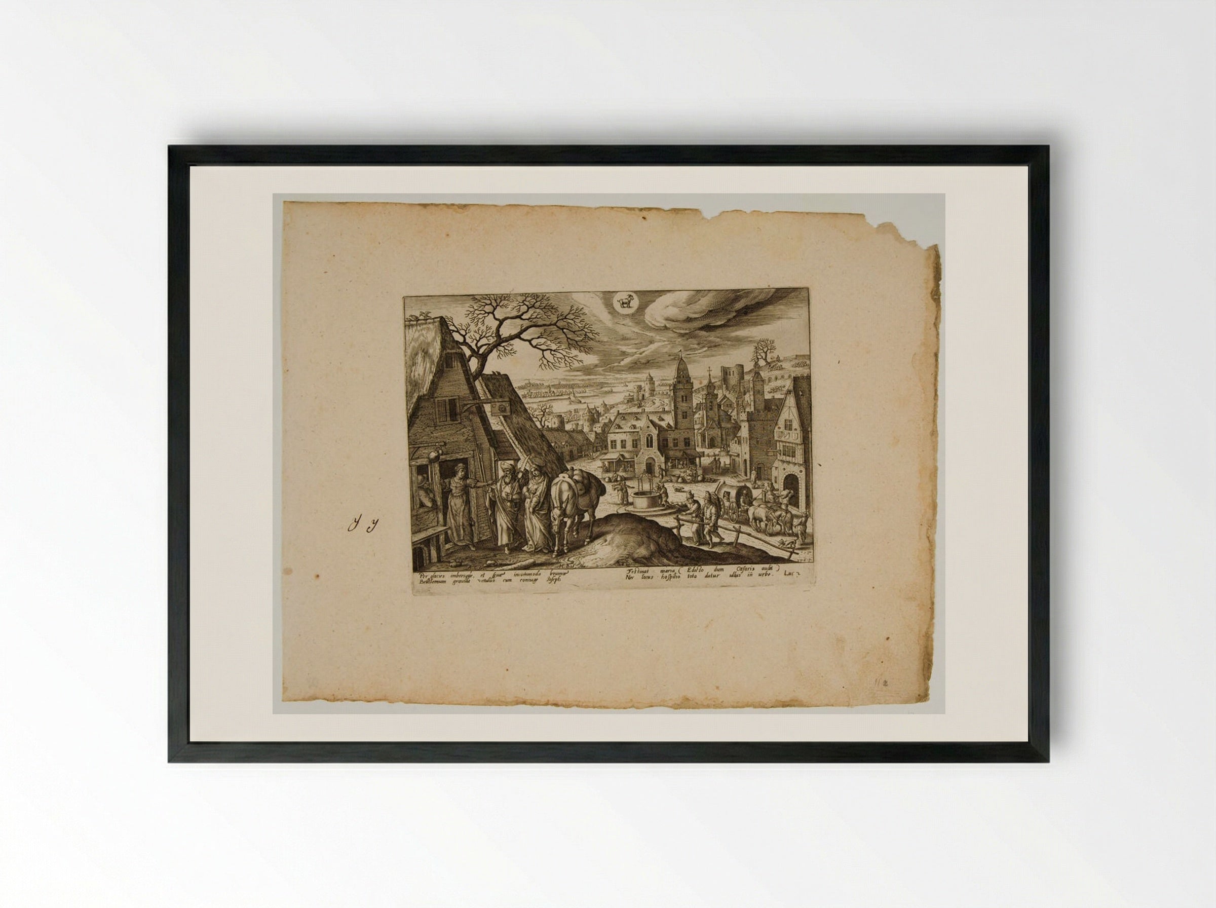 The Virgin and Joseph at the Inn - Adriaen Collaert - Framed Print Black