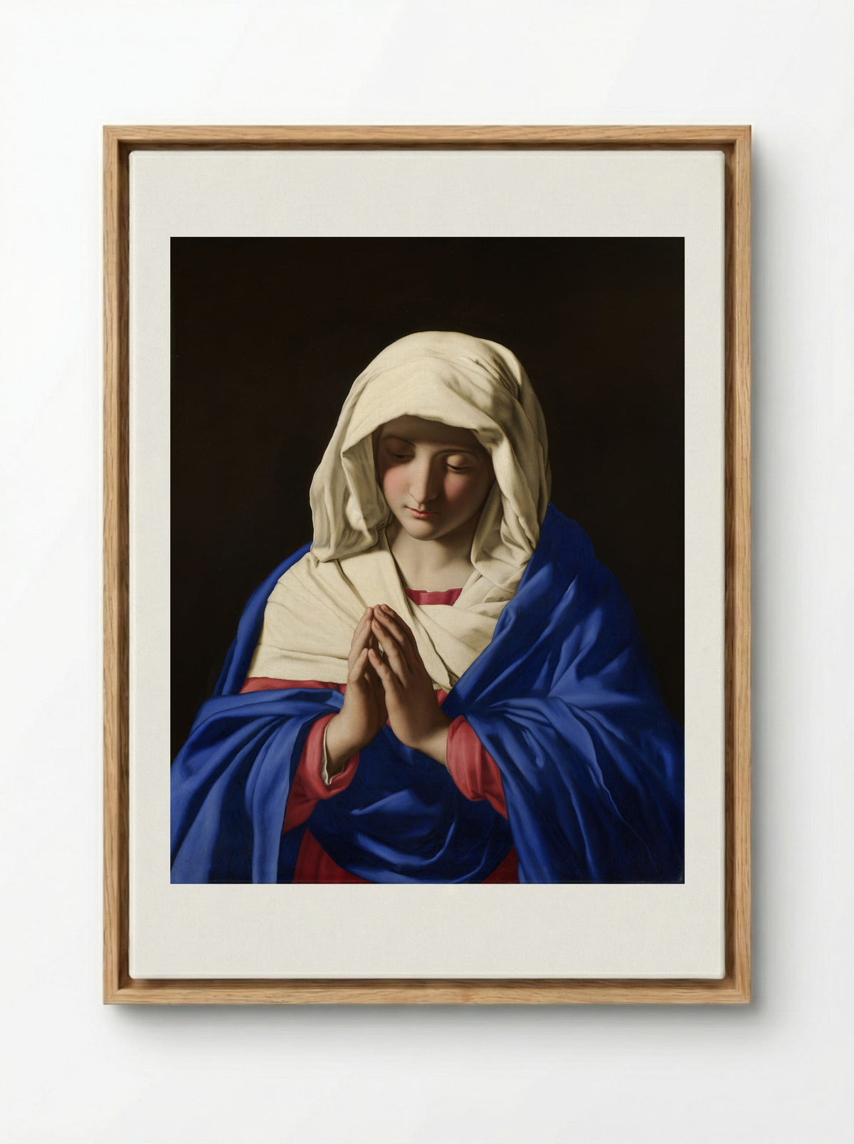 The Virgin in Prayer - Sassoferrato - Framed Canvas Wood