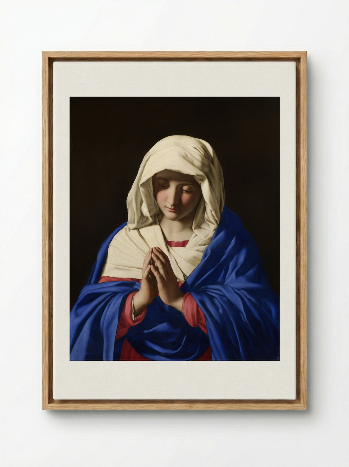 The Virgin in Prayer - Sassoferrato - Framed Canvas Wood