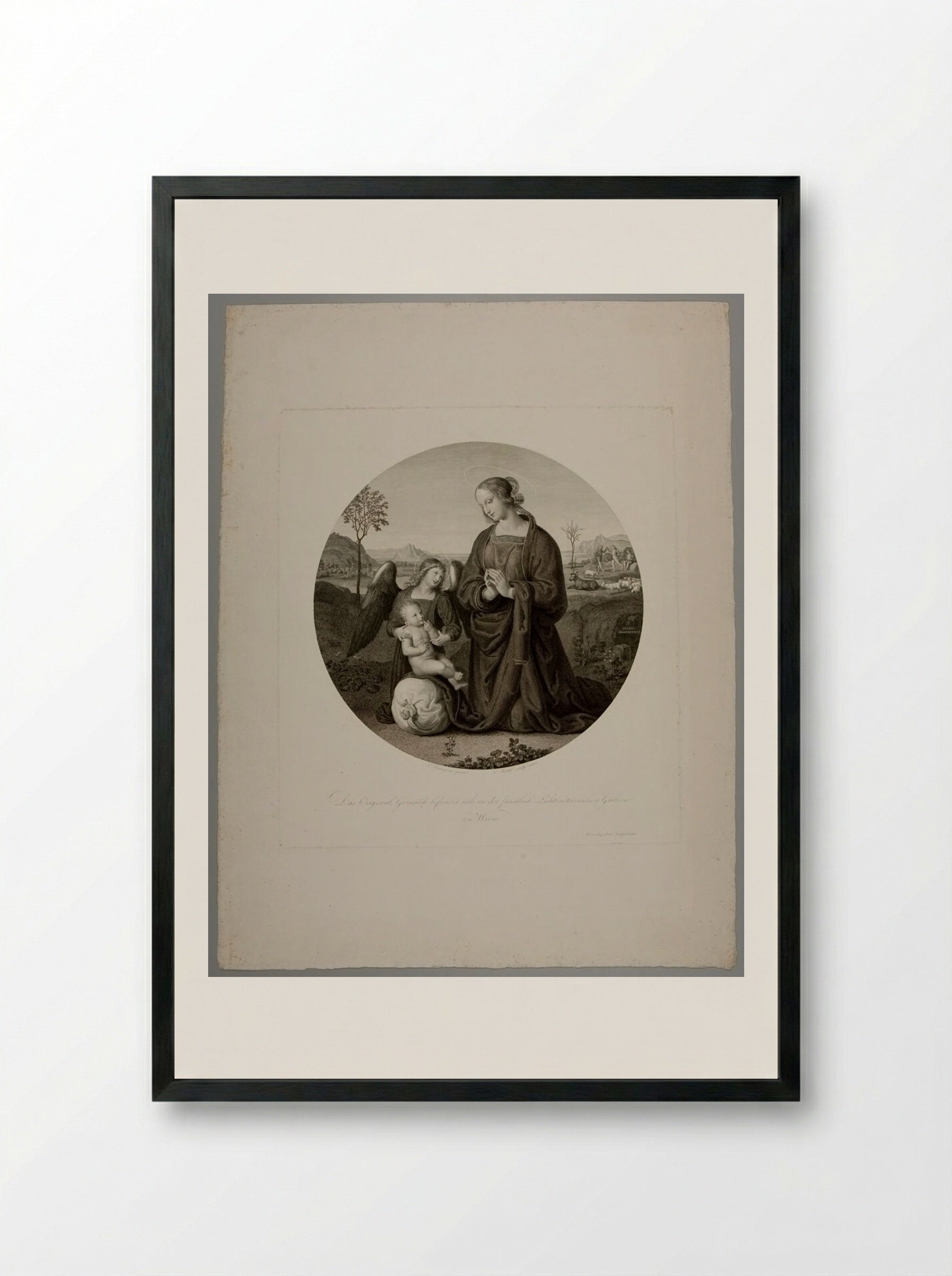The Virgin in a Landscape - Carl Heinrich Rahl - Framed Print Black