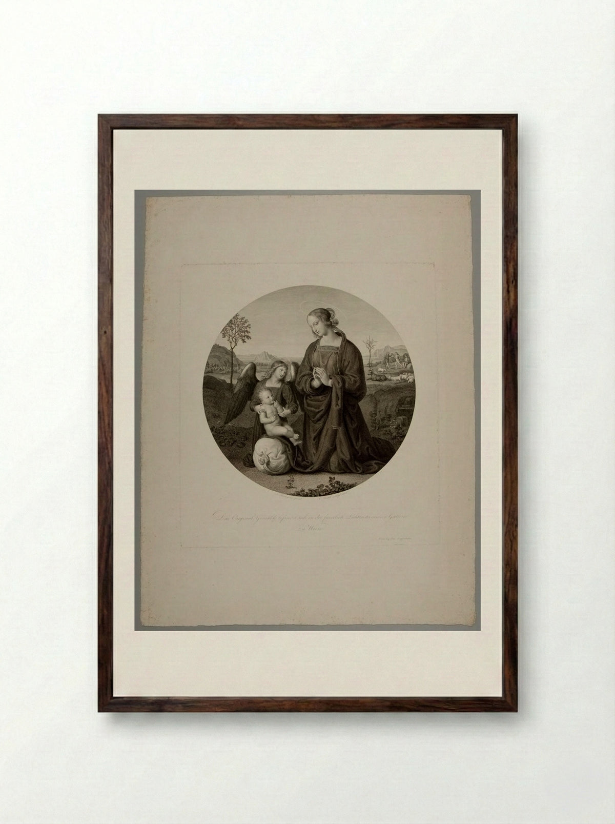 The Virgin in a Landscape - Carl Heinrich Rahl - Framed Print Dark Wood