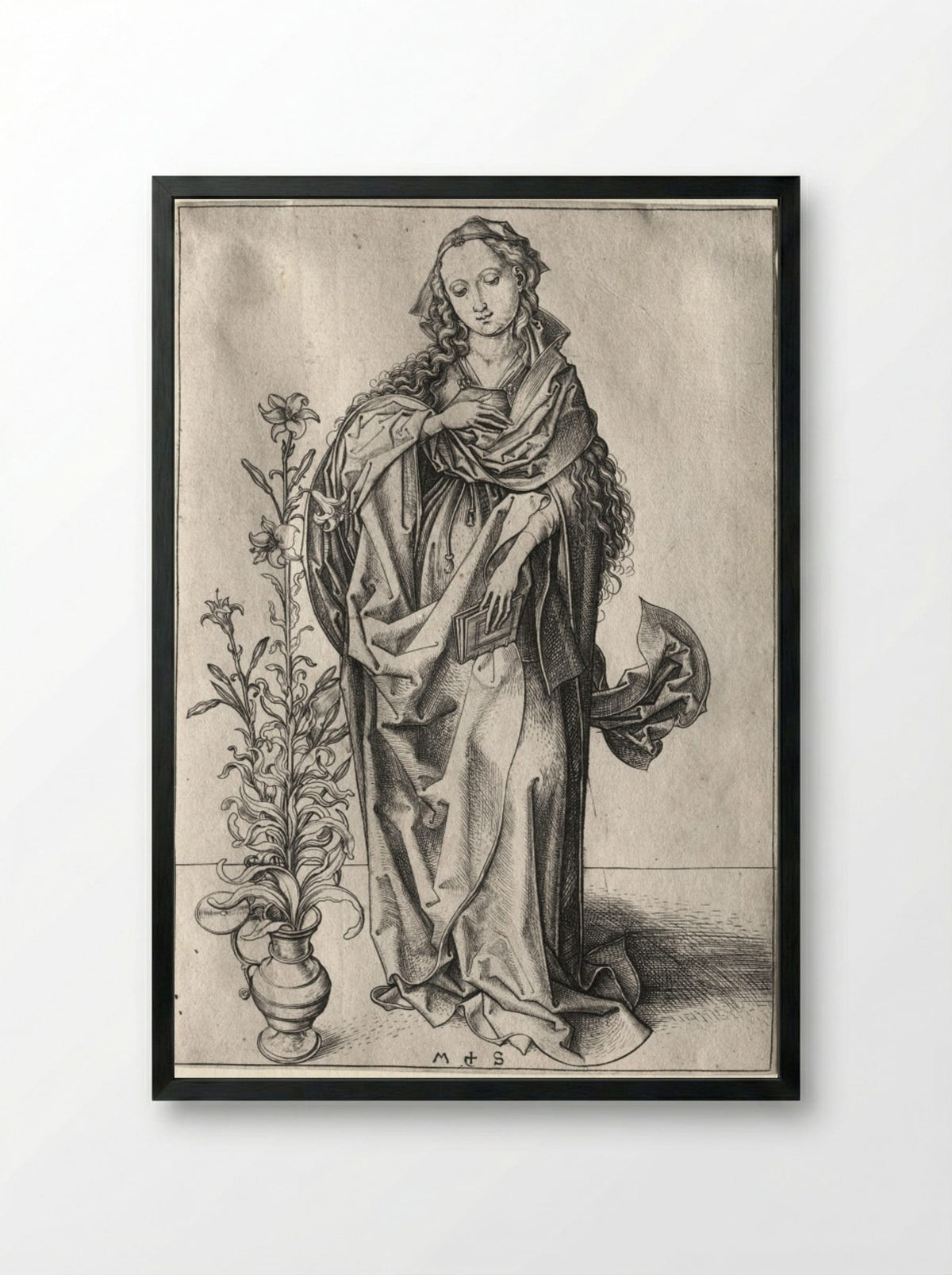 The Virgin of the Annunciation - Martin Schongauer - Framed Print Black