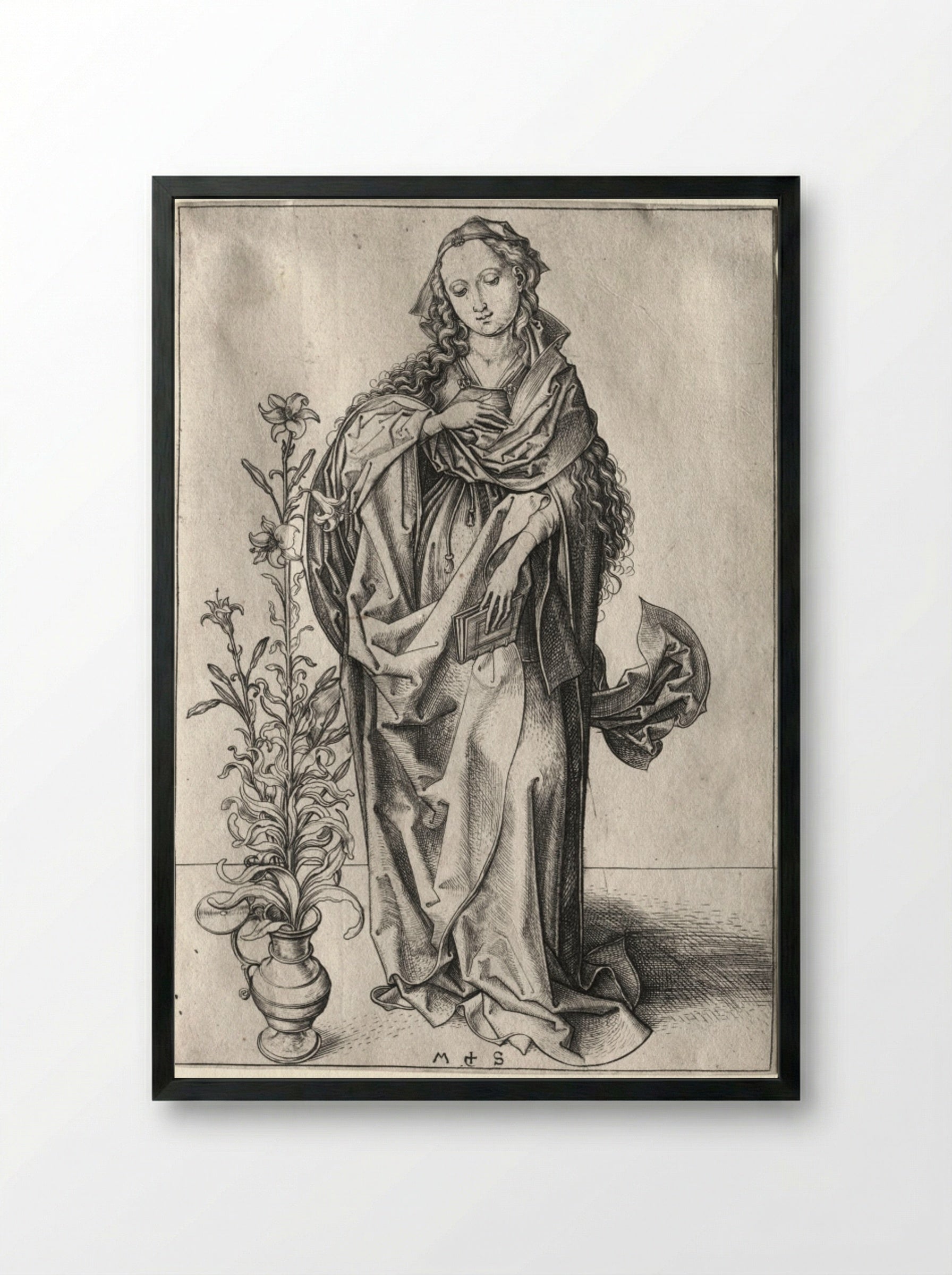 The Virgin of the Annunciation - Martin Schongauer - Framed Print Black