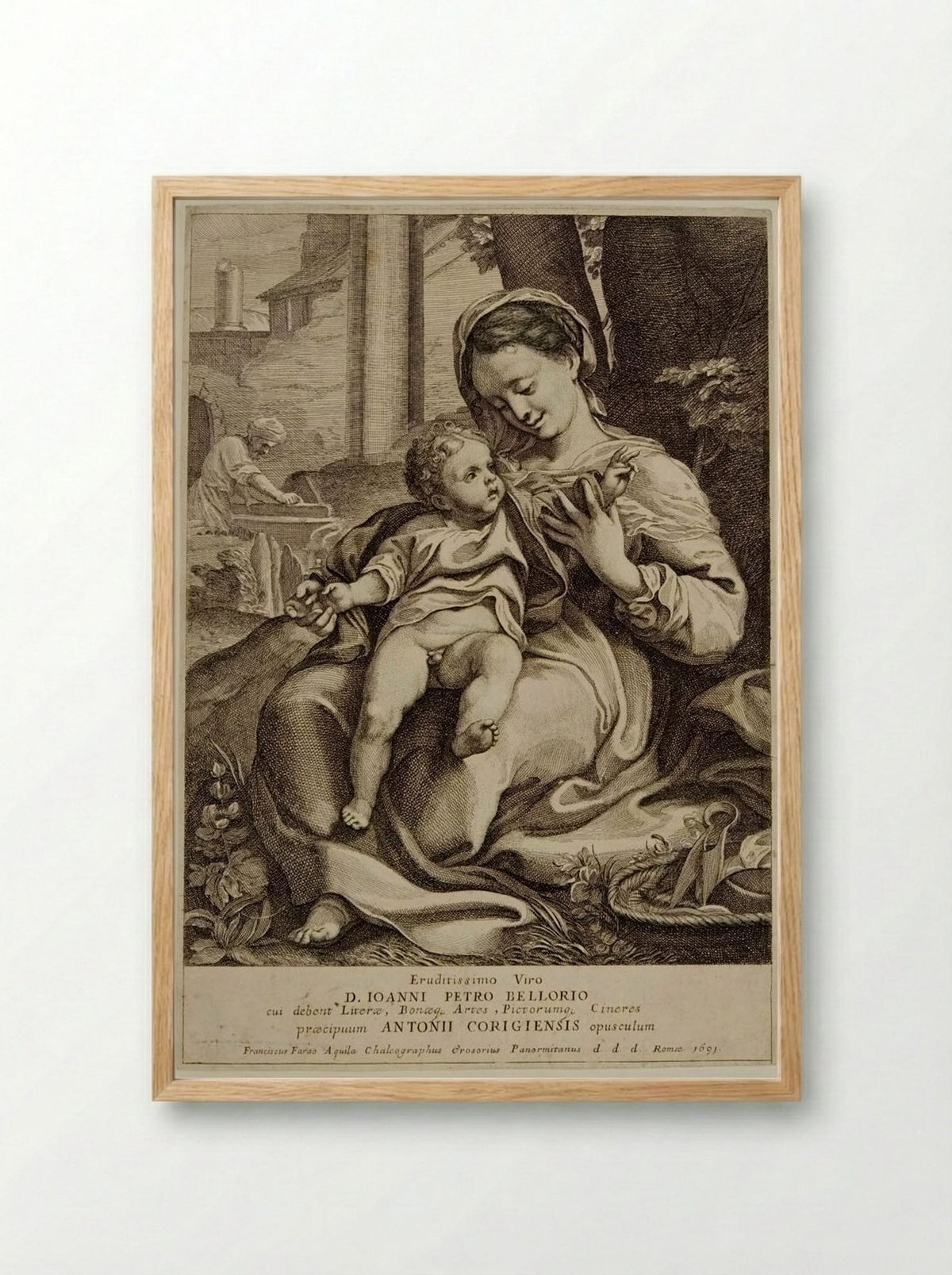 The Virgin of the Basket - Francesco Faraone Aquila - Framed Print Wood