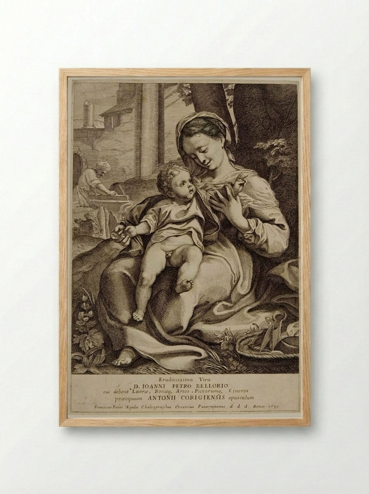 The Virgin of the Basket - Francesco Faraone Aquila - Framed Print Wood