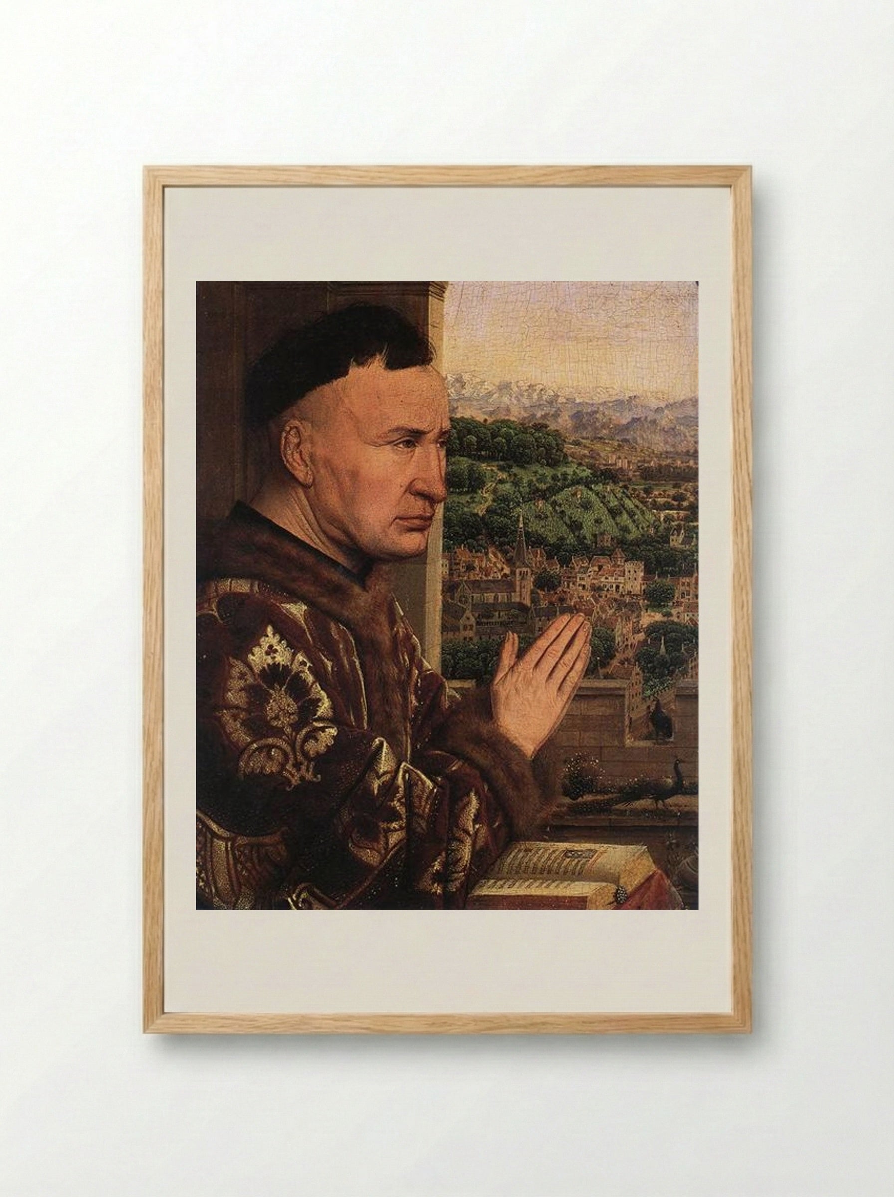 The Virgin of the Chancellor Rolin - Jan van Eyck - Framed Print Wood