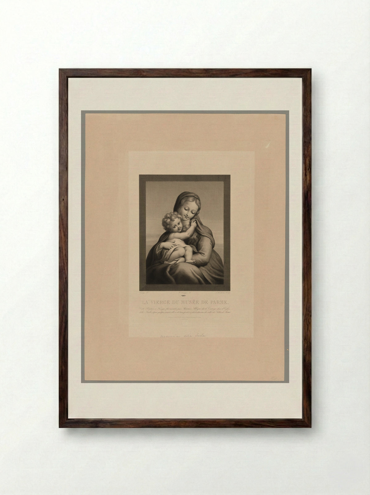 The Virgin of the Musée de Parme - Jean Marie Leroux - Framed Print Dark Wood