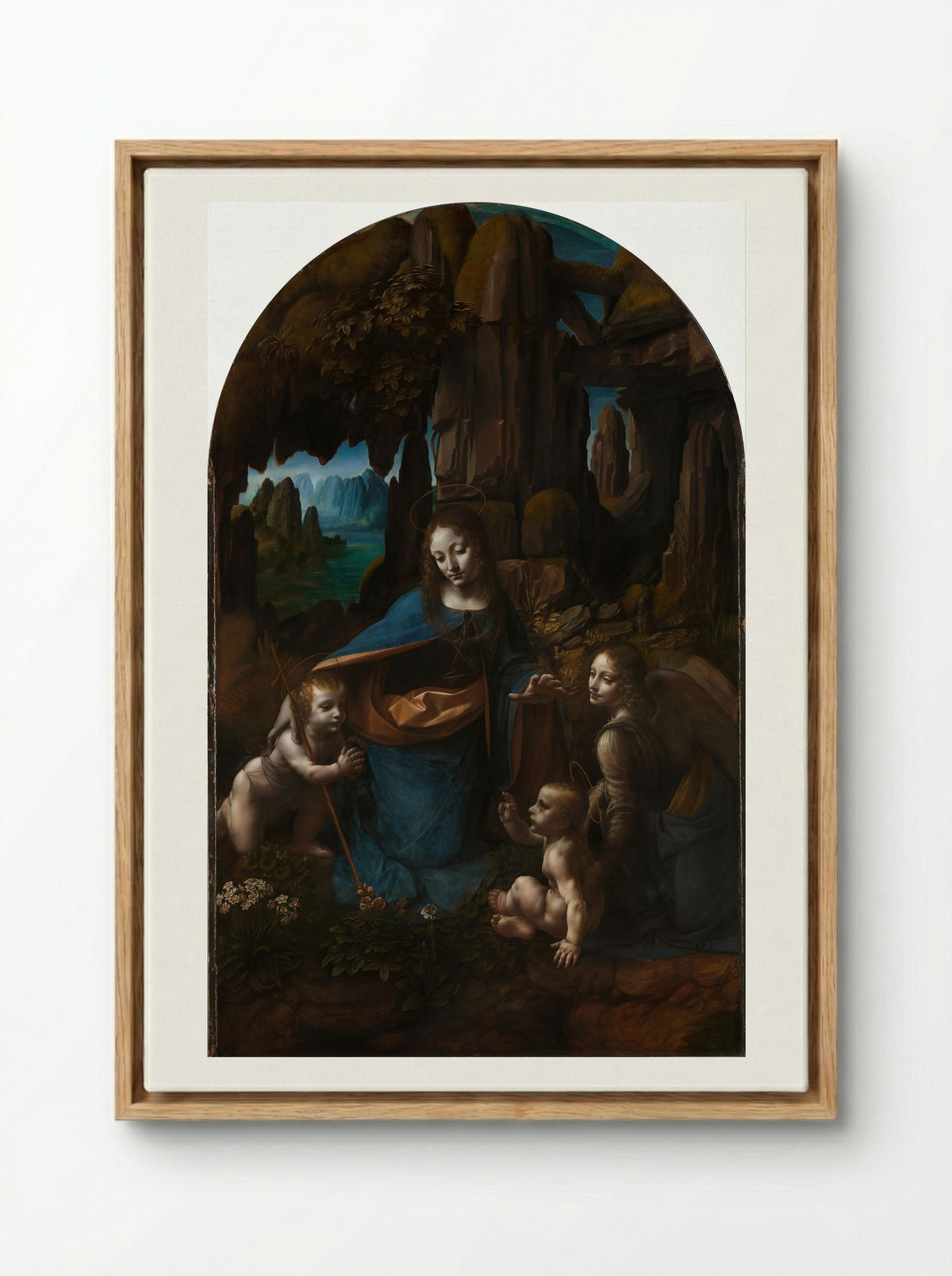 The Virgin of the Rocks - Leonardo da Vinci - Framed Canvas Wood