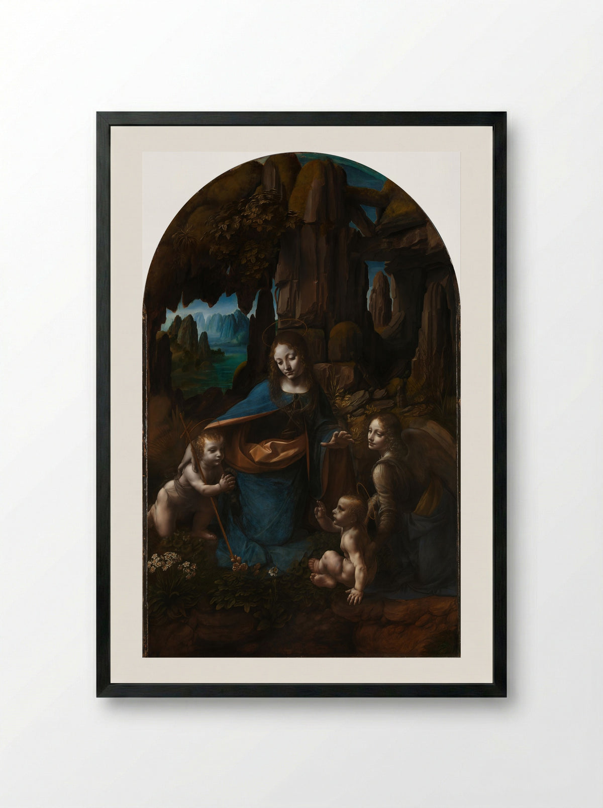 The Virgin of the Rocks - Leonardo da Vinci - Framed Print Black